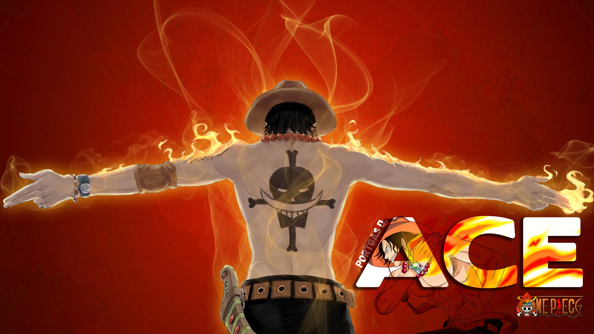 Portgas D. Ace from One Piece with flames HD Wallpaper