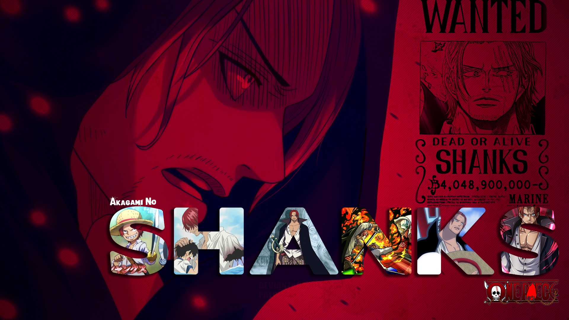 Shanks Wanted Poster and Title Art HD Wallpaper