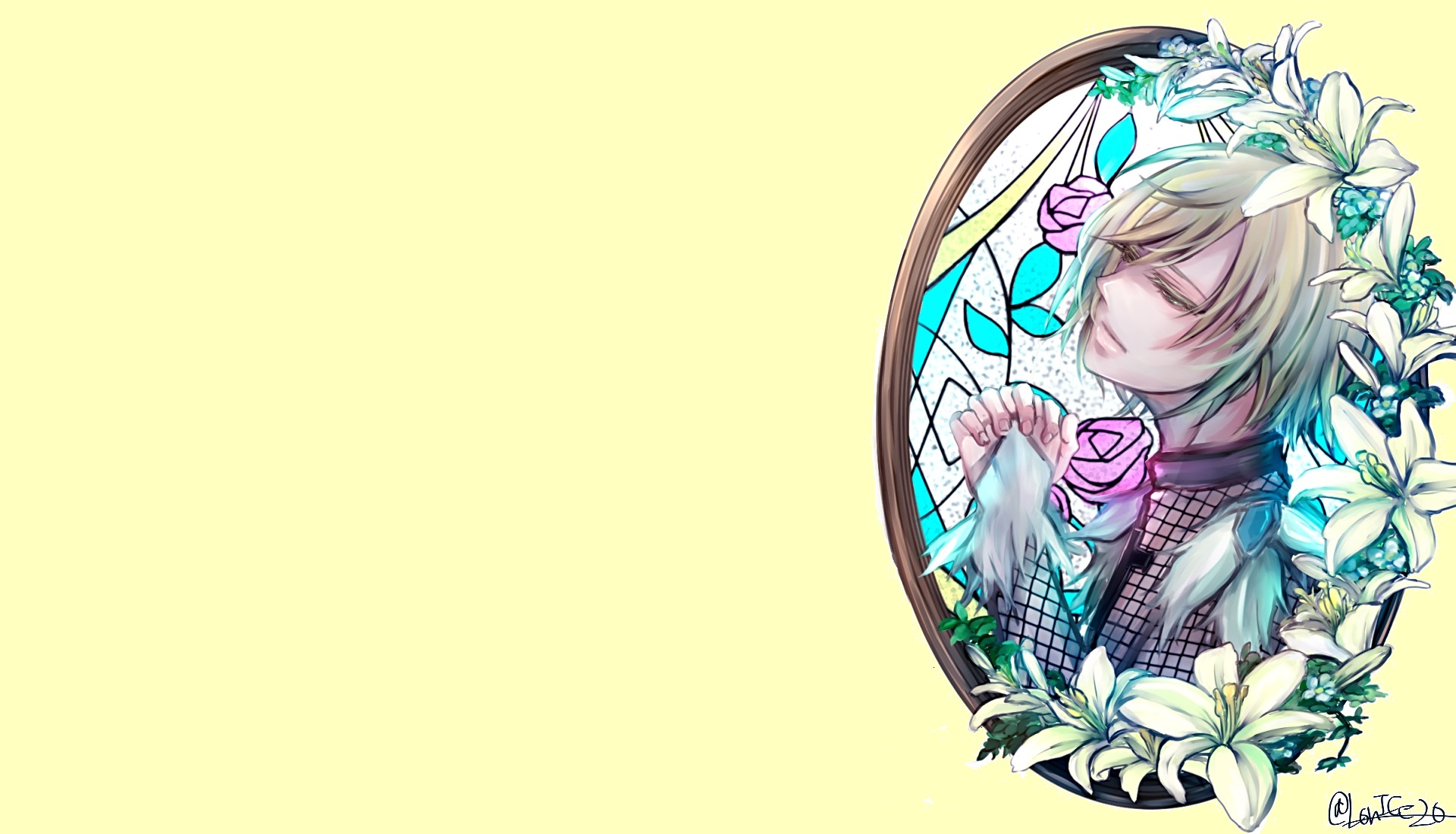 Yuri Plisetsky surrounded by lilies and roses HD Wallpaper
