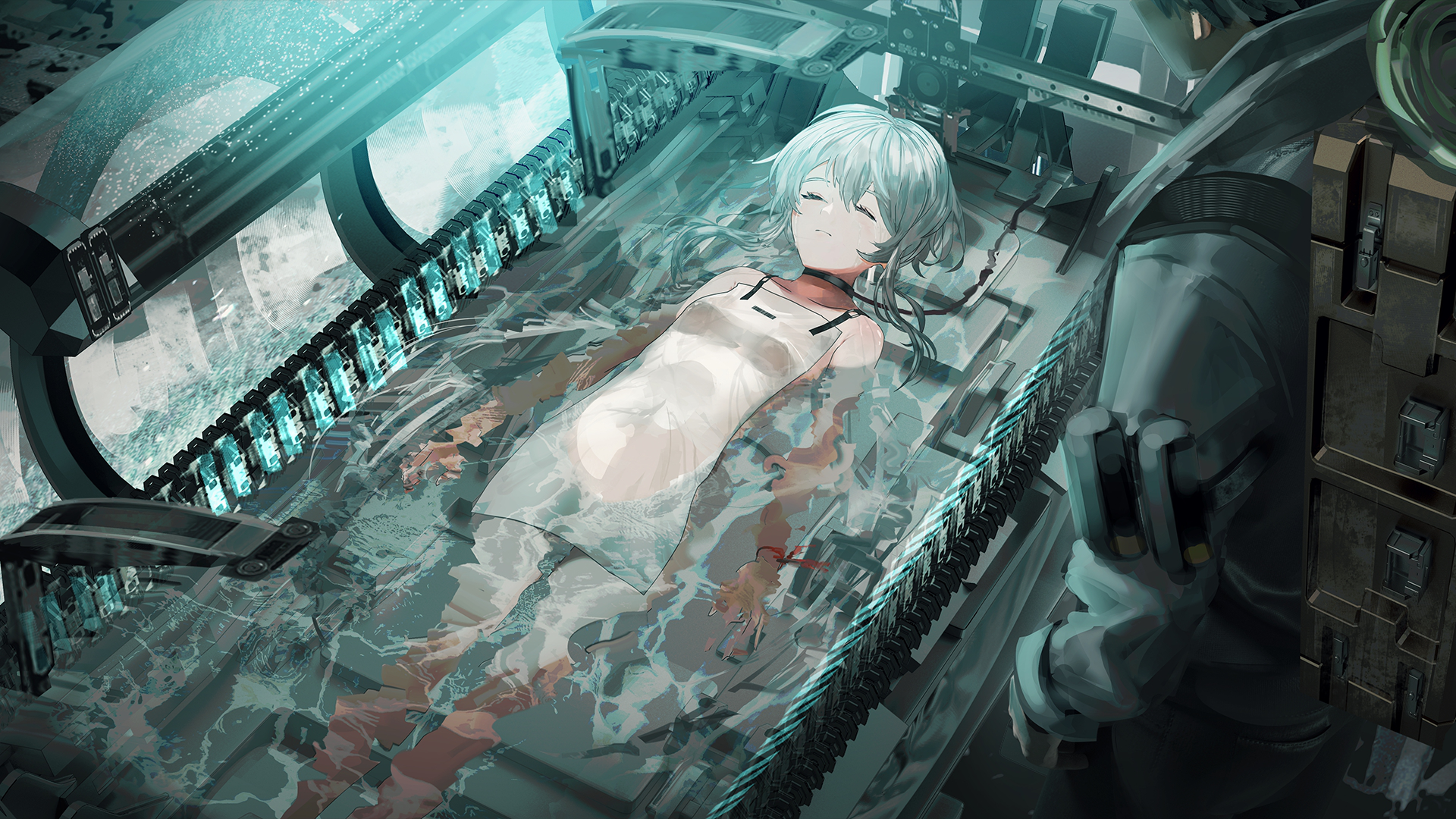 Stella of The End sleeping in a futuristic pod HD Wallpaper