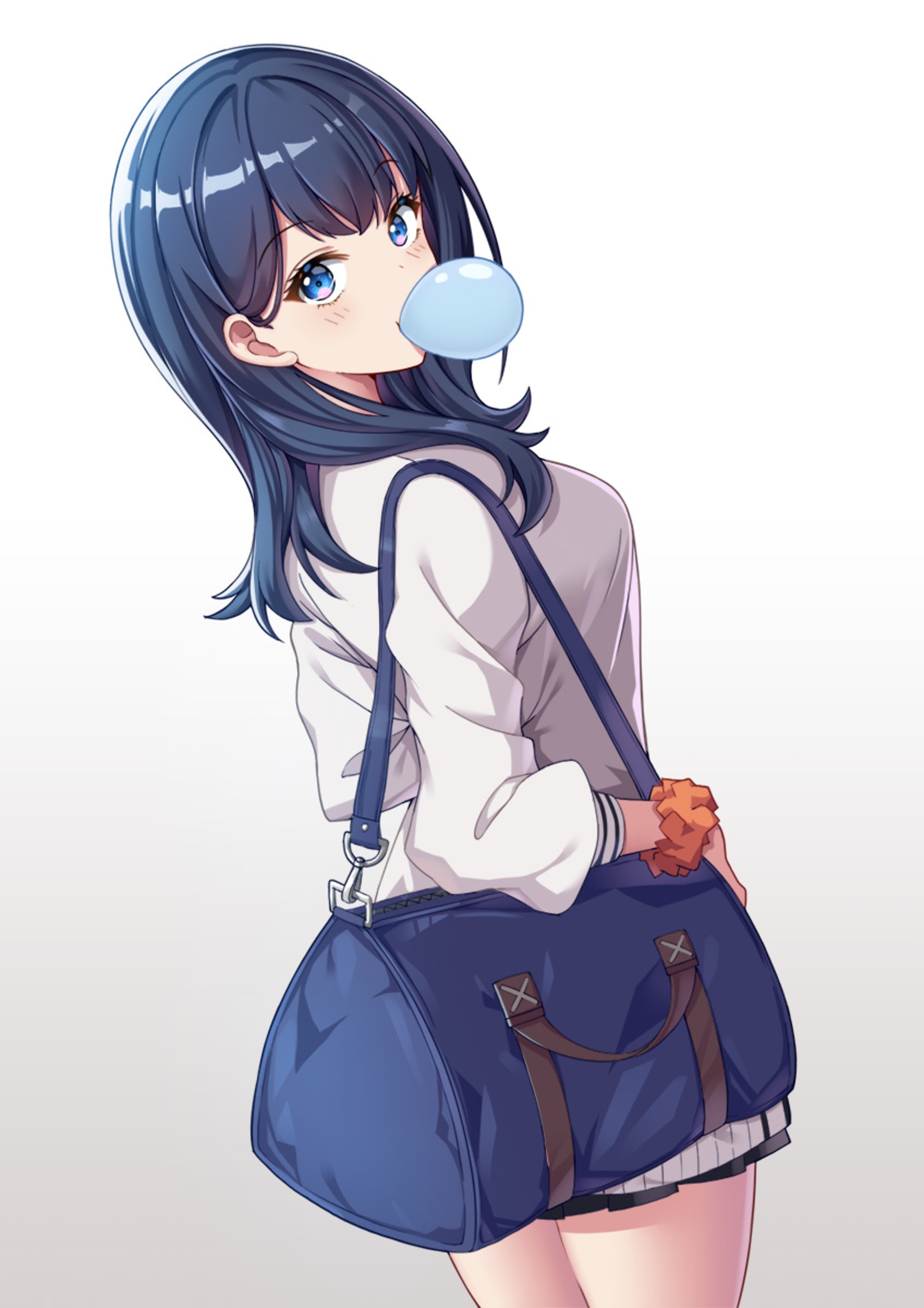 Takarada Rikka from SSSS.GRIDMAN blowing bubble gum HD Phone Wallpaper