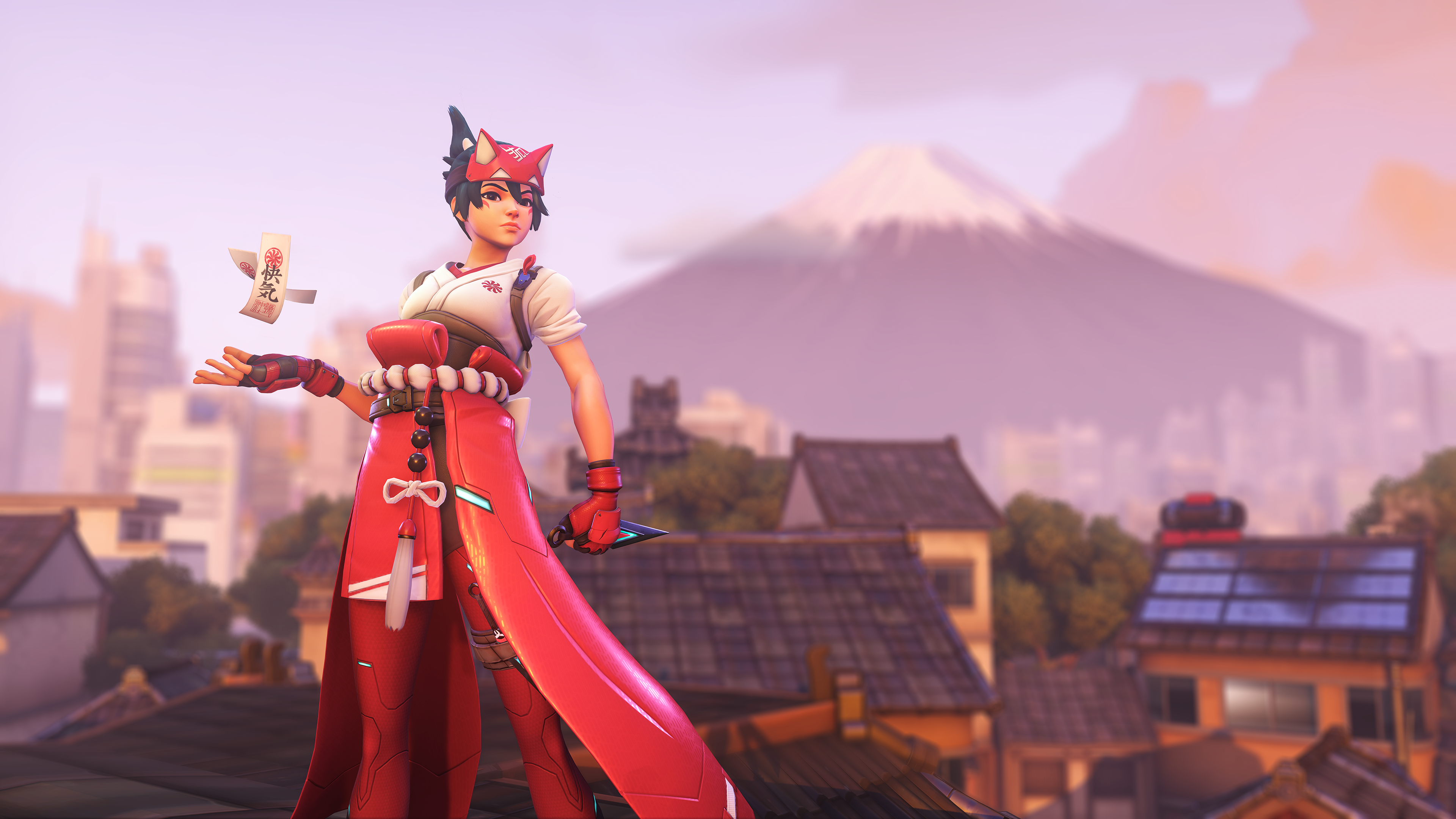 Kiriko with Kunai in front of Mount Fuji HD Wallpaper