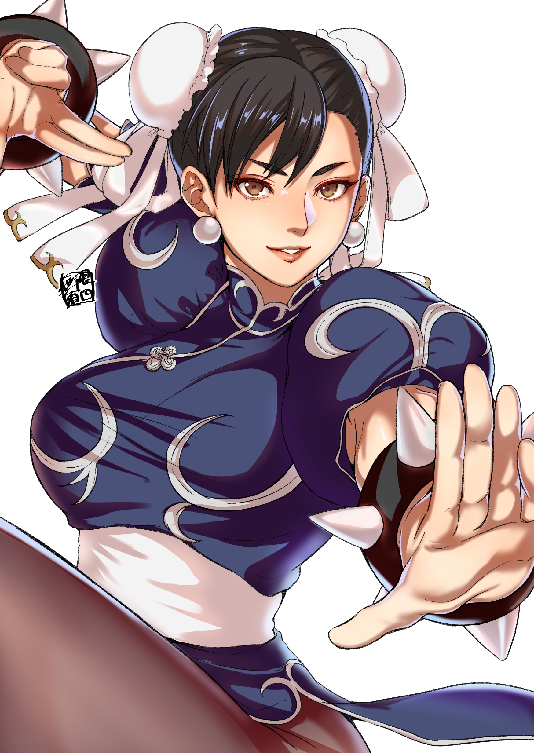 Chun-Li from Street Fighter in blue qipao HD Phone Wallpaper