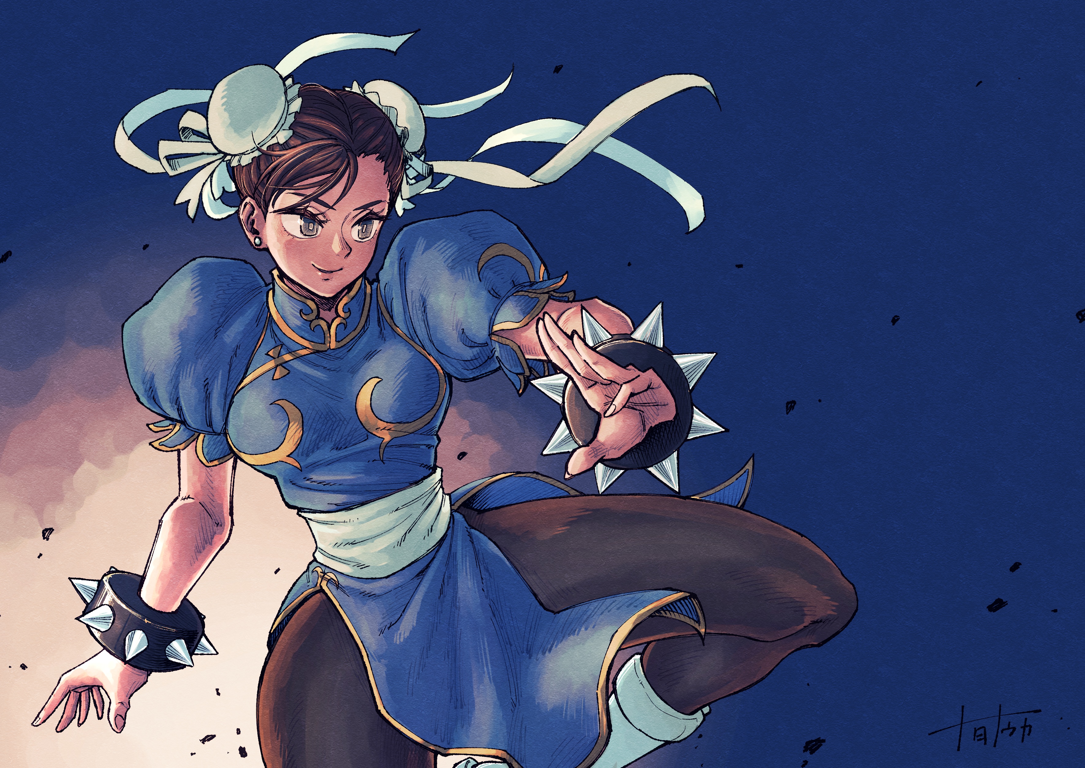 Chun-Li from Street Fighter in a fighting stance HD Wallpaper