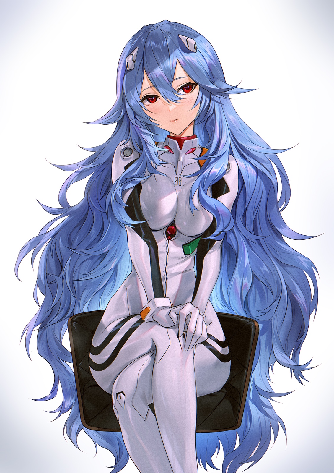 Ayanami Rei in a white bodysuit from Evangelion HD Phone Wallpaper