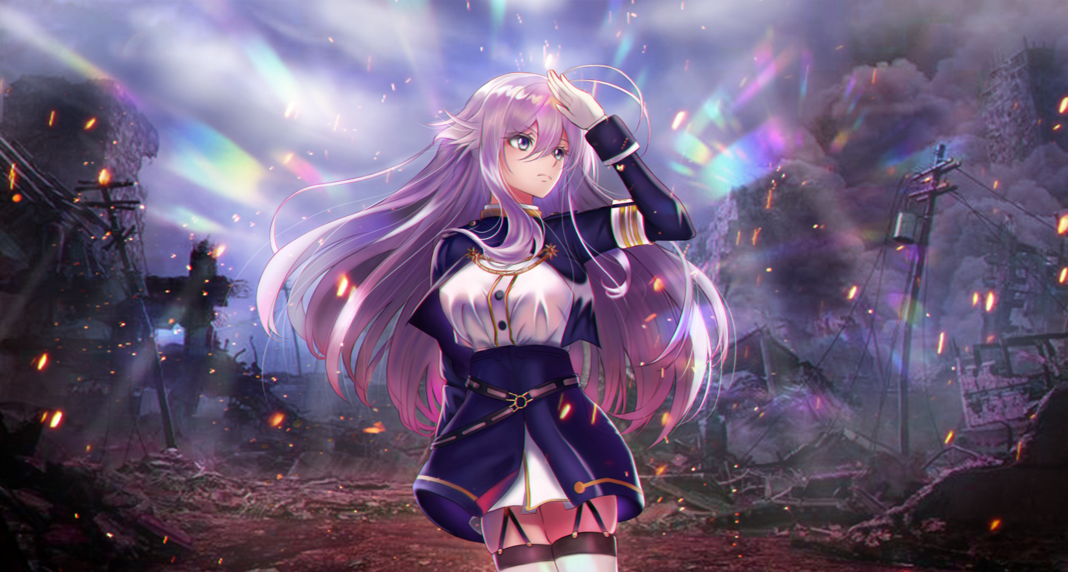 Vladilena Milizé from Eighty-Six in a destroyed city HD Wallpaper