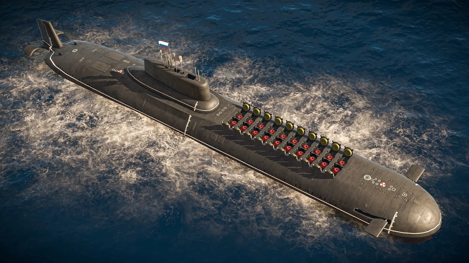 Russian submarine with missiles on the ocean HD Wallpaper