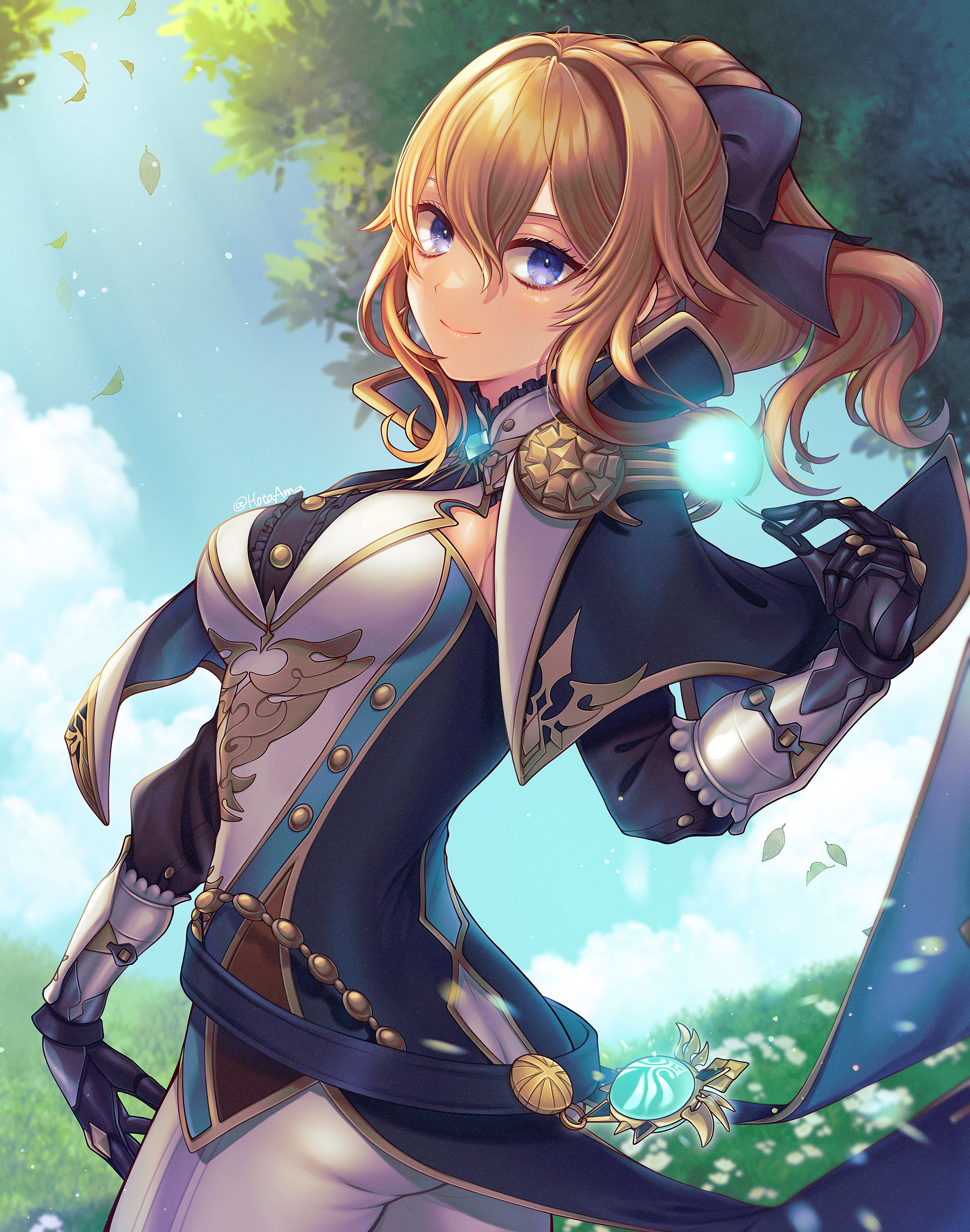 Jean from Genshin Impact smiling outdoors HD Phone Wallpaper