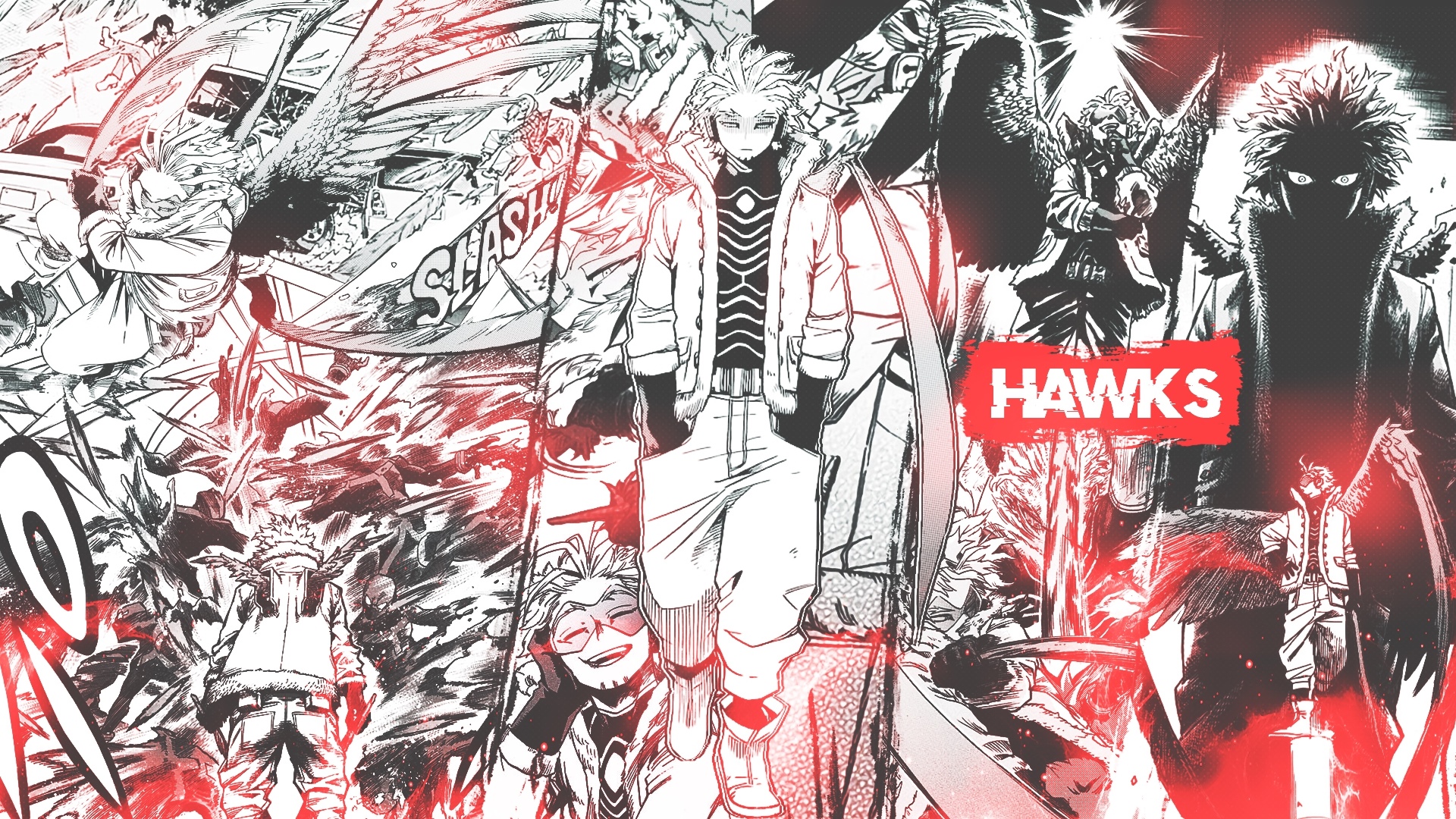 Hawks collage from Boku no Hero Academia HD Wallpaper