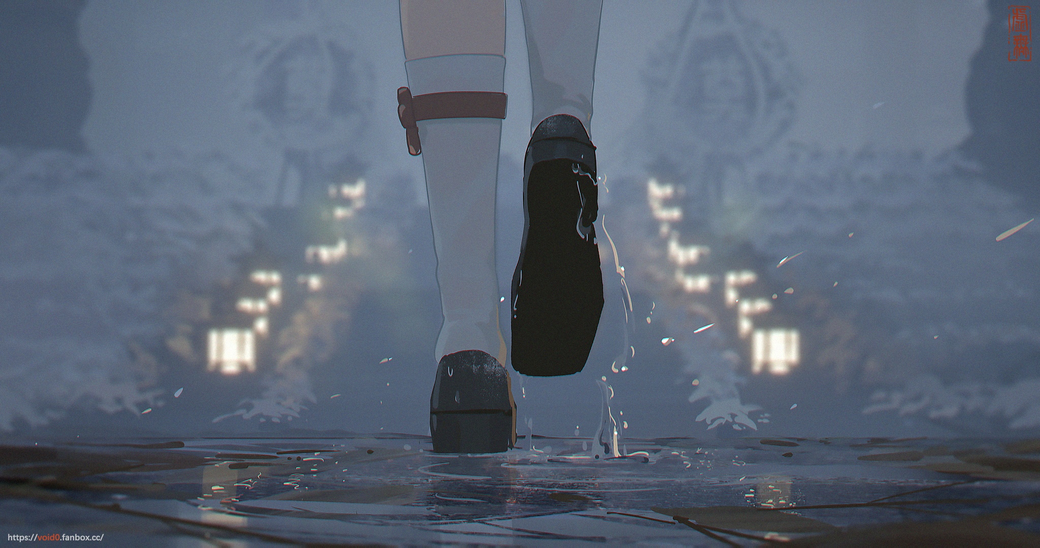Hu Tao walking through water in Genshin Impact HD Wallpaper