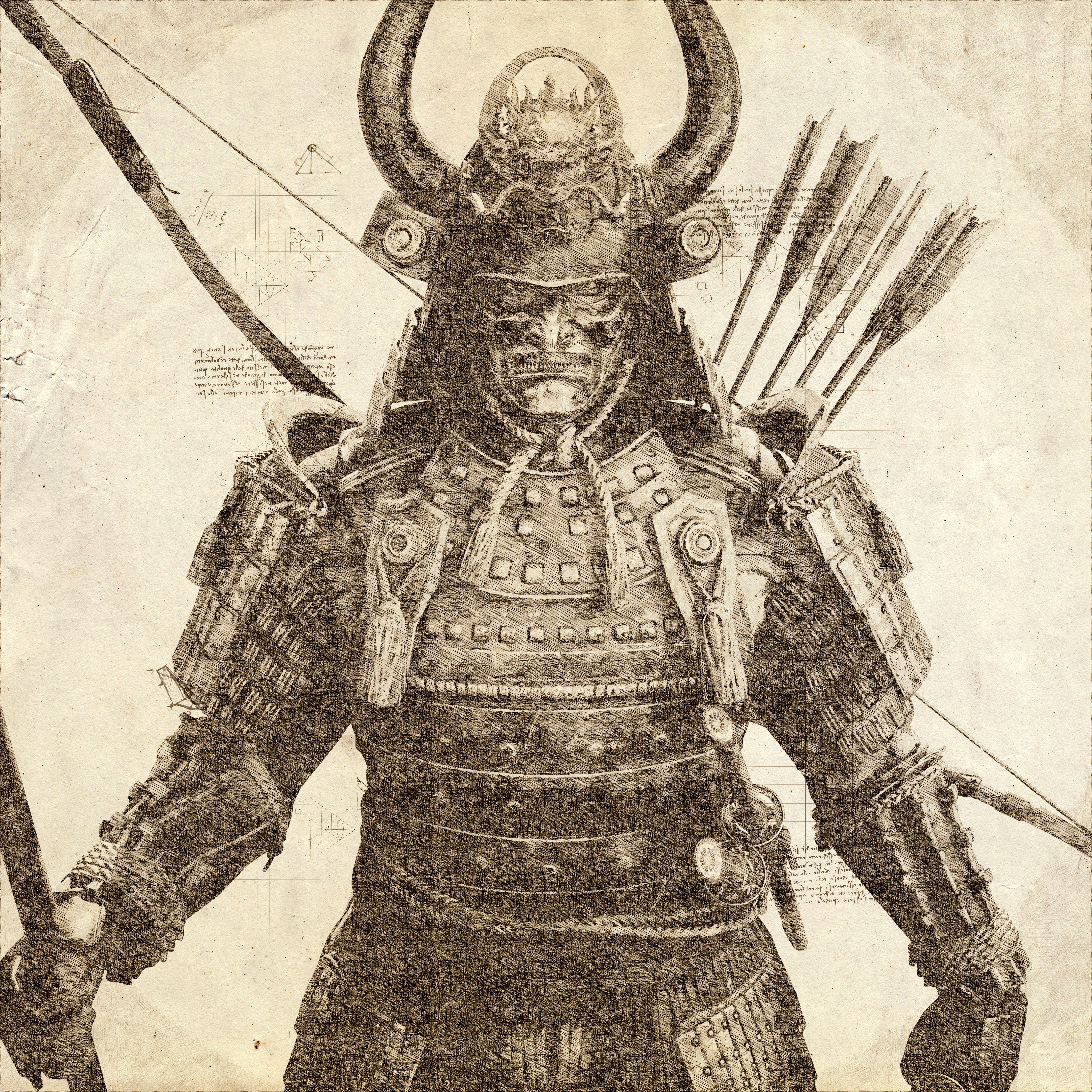 4K Samurai Warrior with Bow and Arrows HD Wallpaper