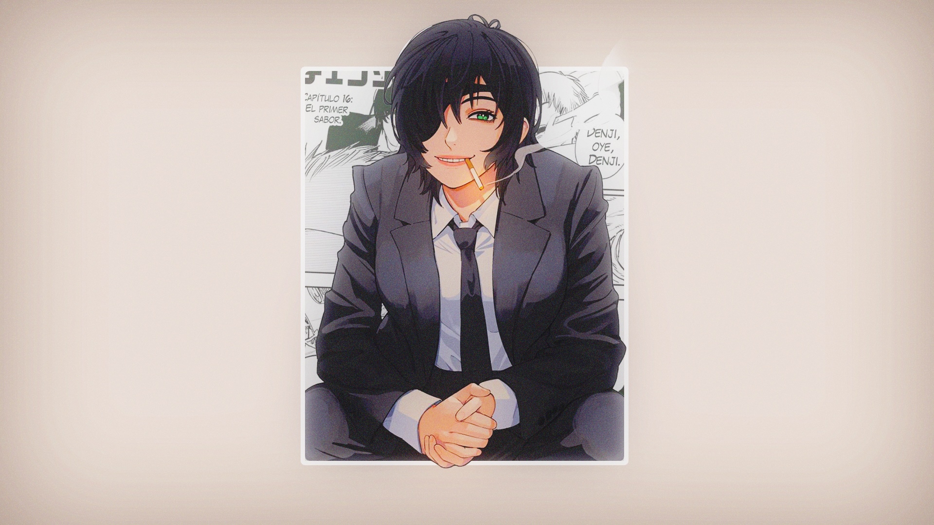 Himeno smoking in a suit from Chainsaw Man HD Wallpaper