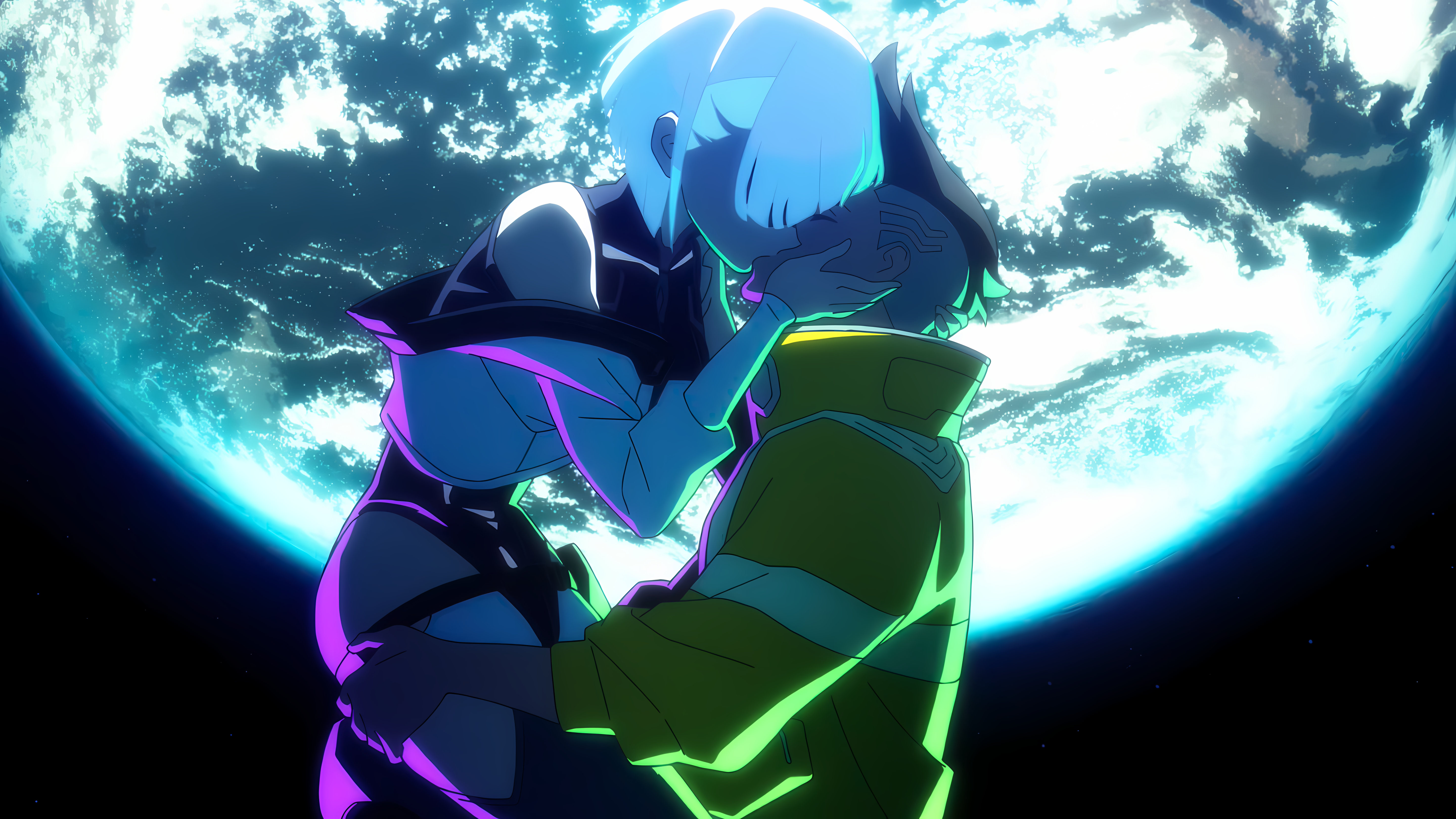 4K Cyberpunk: Edgerunners Lucy and David kiss HD Wallpaper
