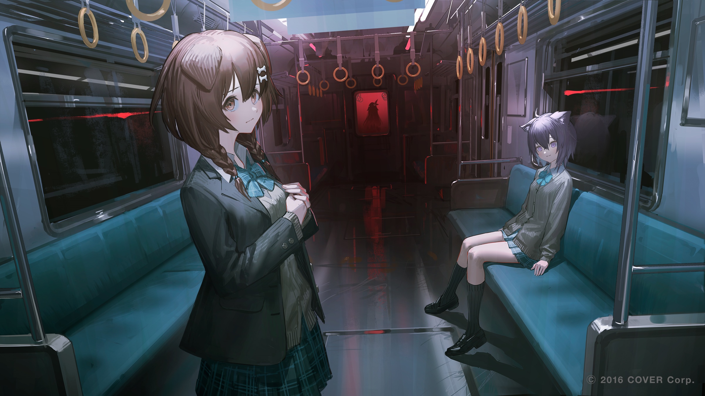 Two girls on a train HD Wallpaper