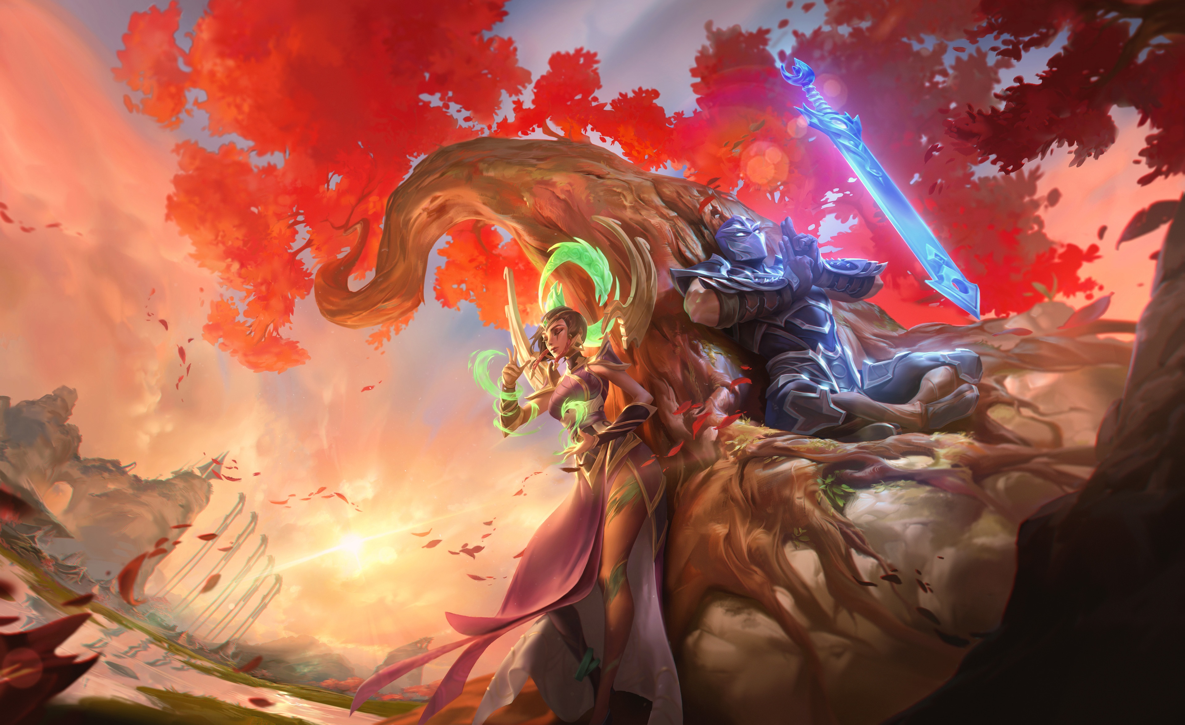 League of Legends: Karma and a Knight HD Wallpaper