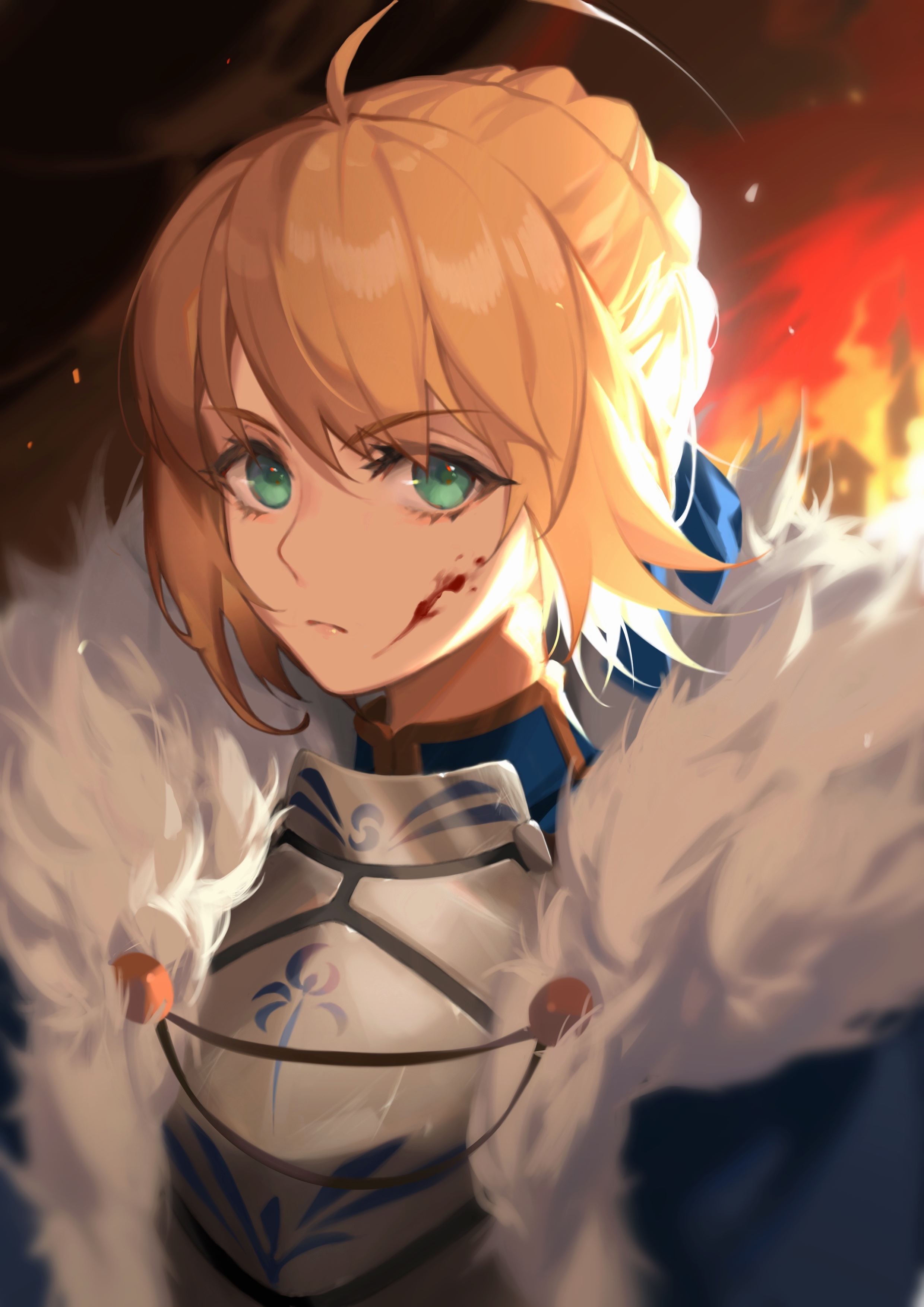 Artoria Pendragon from Fate/Grand Order with blood HD Phone Wallpaper
