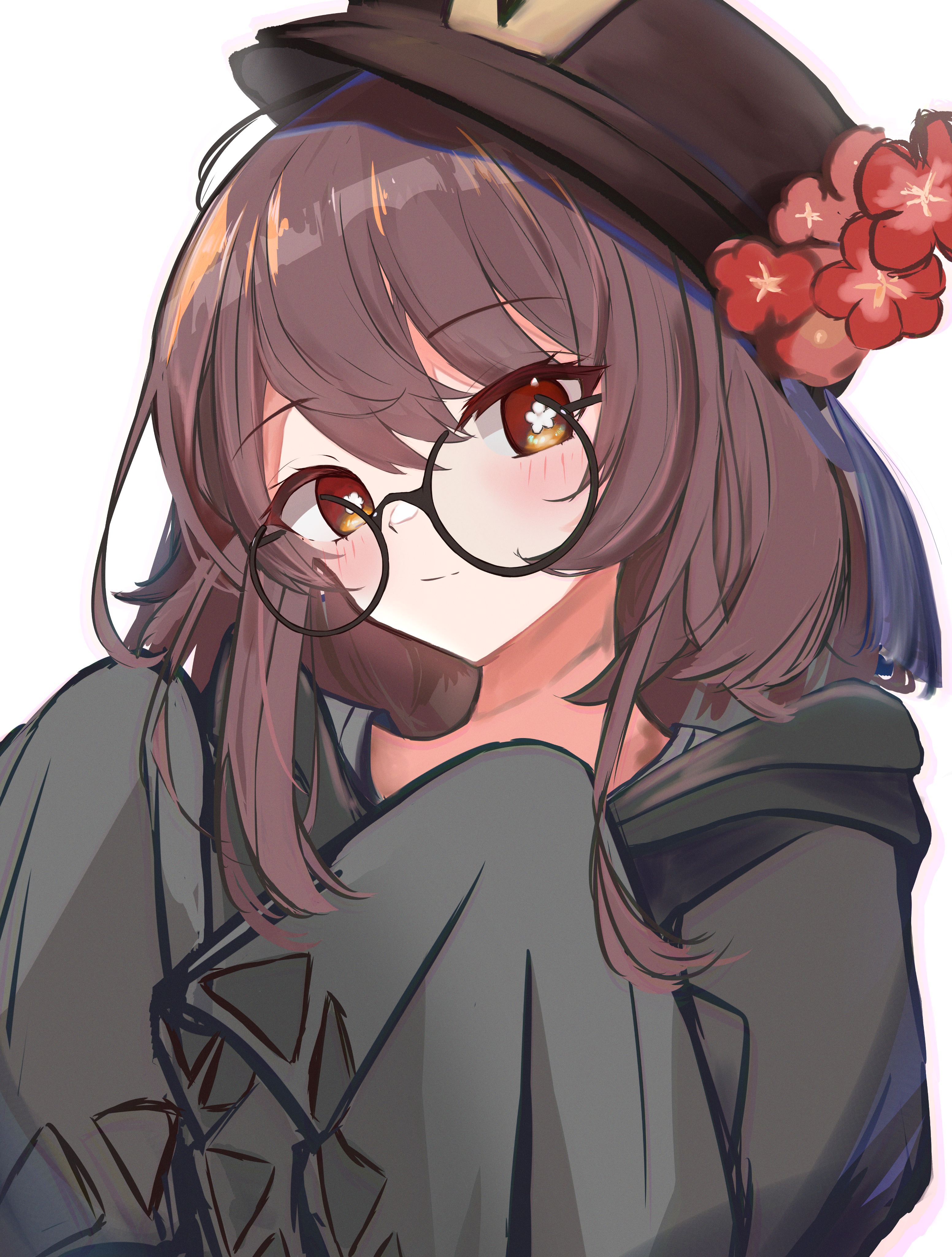 Hu Tao with glasses and hat from Genshin Impact HD Phone Wallpaper
