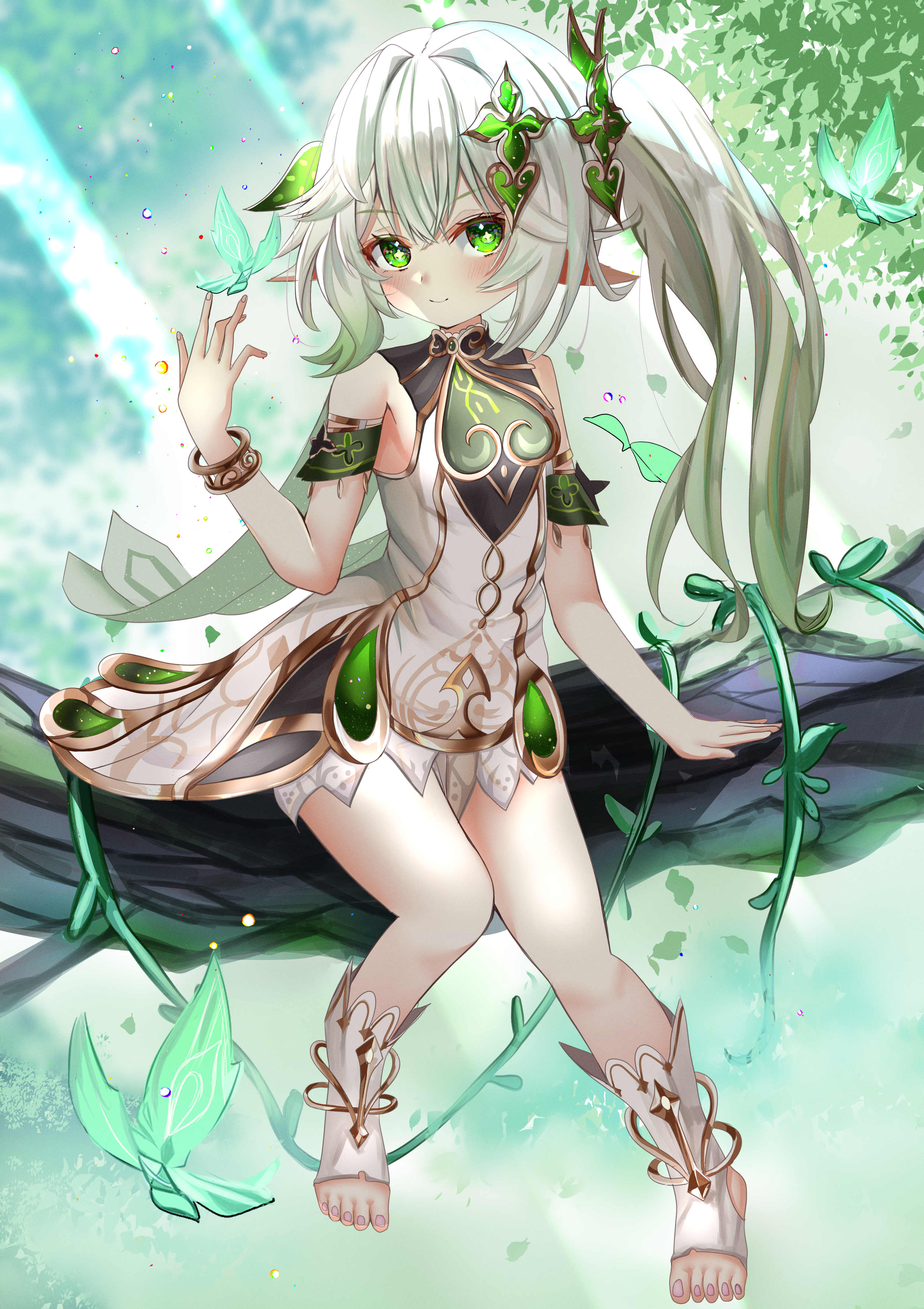 Nahida from Genshin Impact with butterflies HD Phone Wallpaper