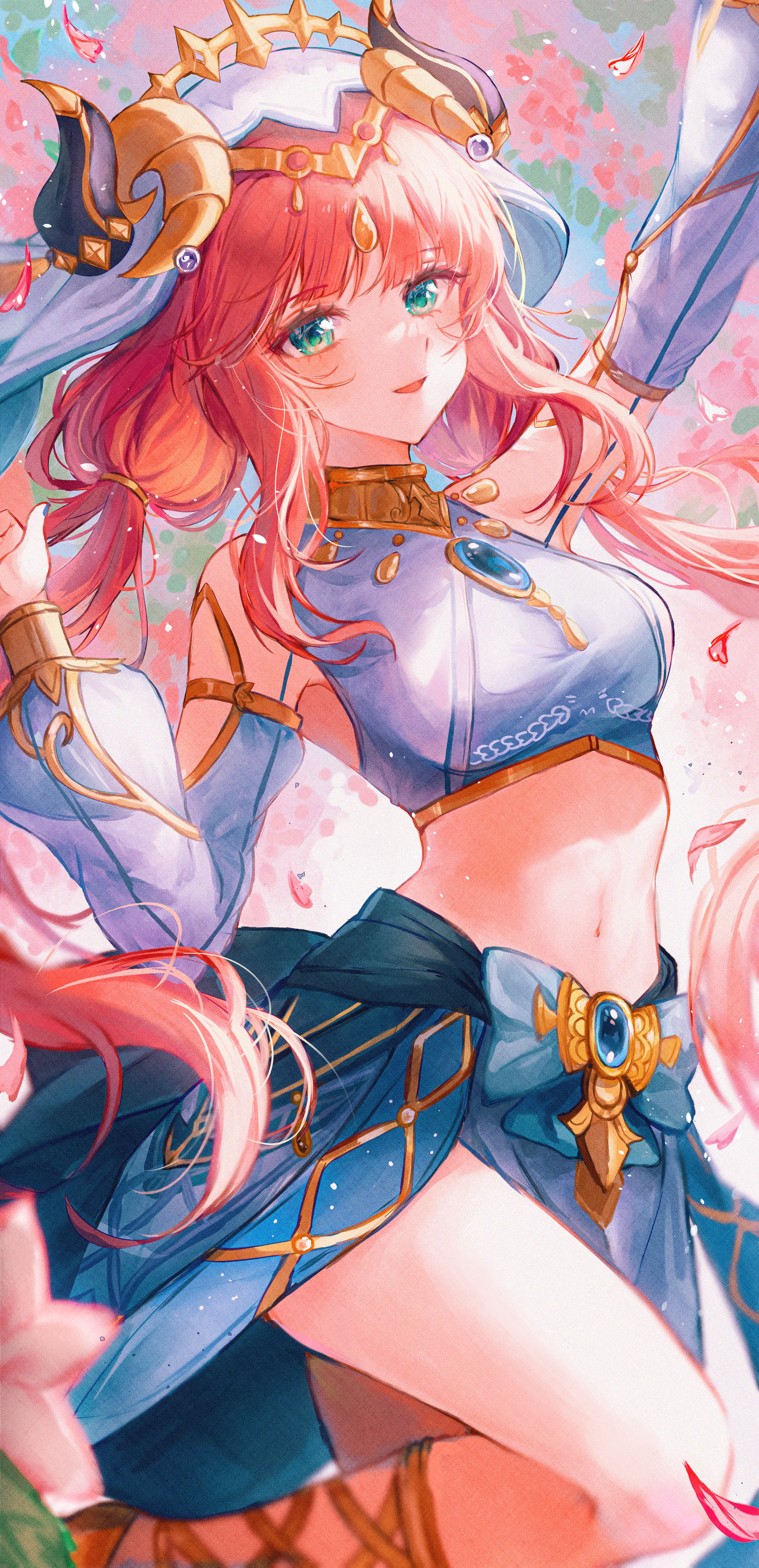 Nilou from Genshin Impact with pink hair and horns HD Phone Wallpaper