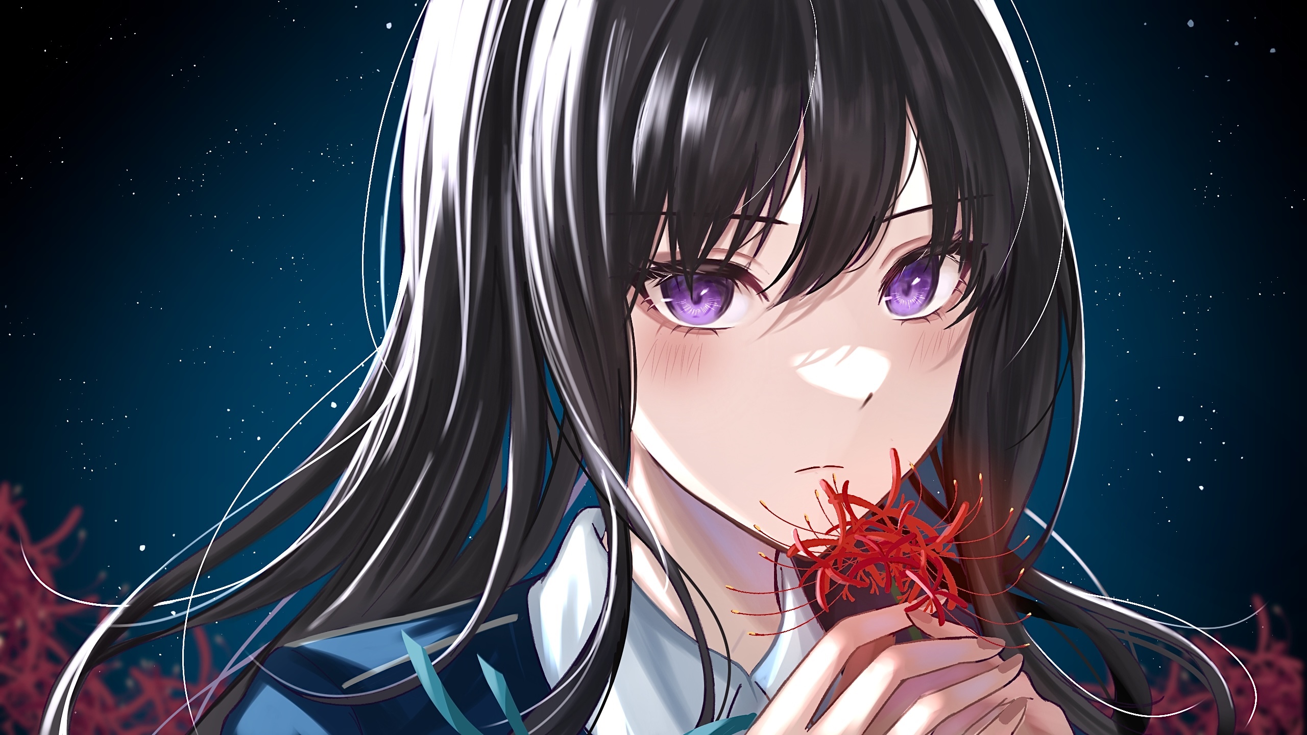 Inoue Takina holding a red spider lily HD Wallpaper