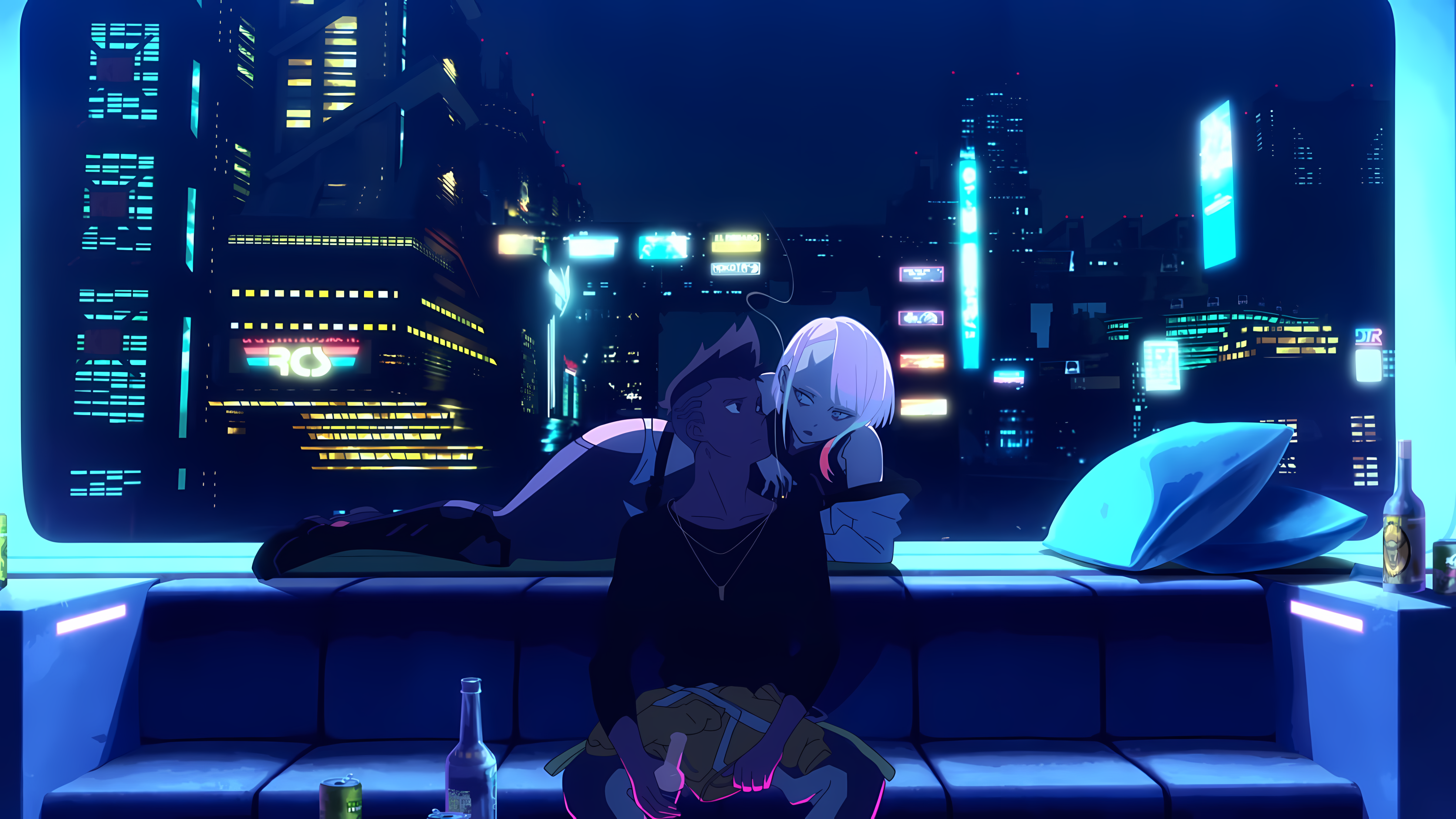 David Martinez and Lucyna Kushinada in Cyberpunk: Edgerunners HD Wallpaper