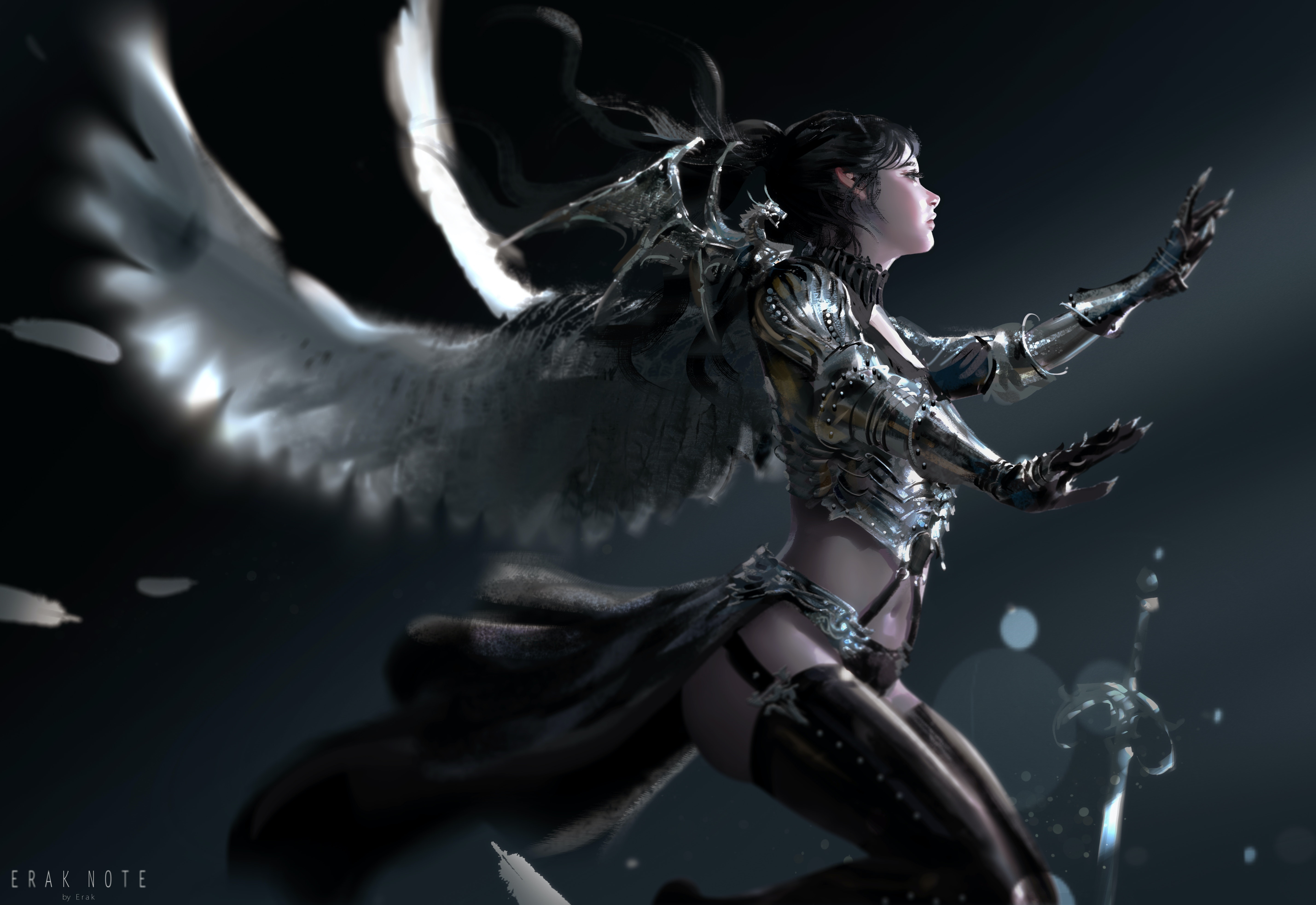 4K Fantasy Warrior Woman with Wings HD Wallpaper