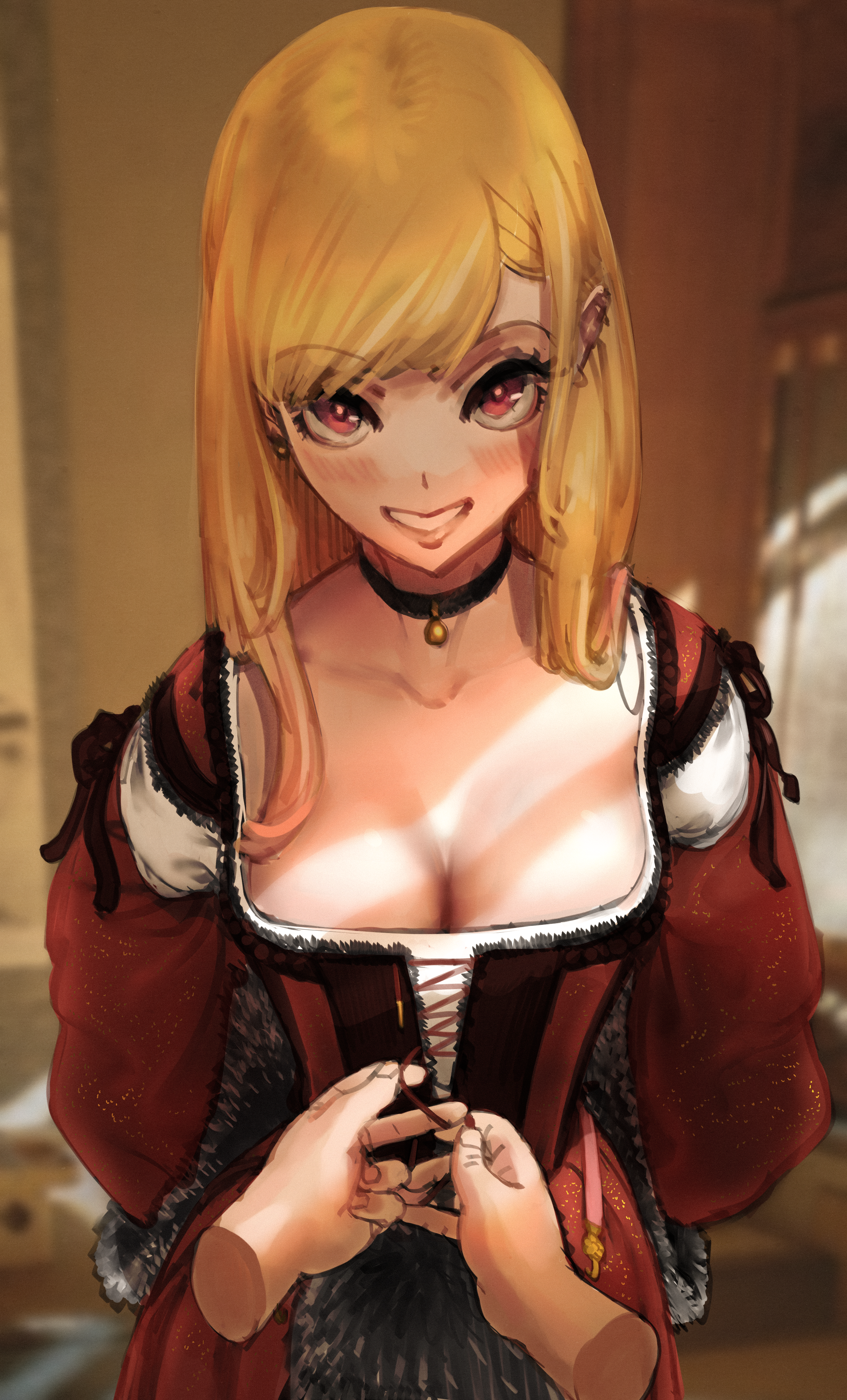 Kitagawa Marin in a red dress HD Phone Wallpaper