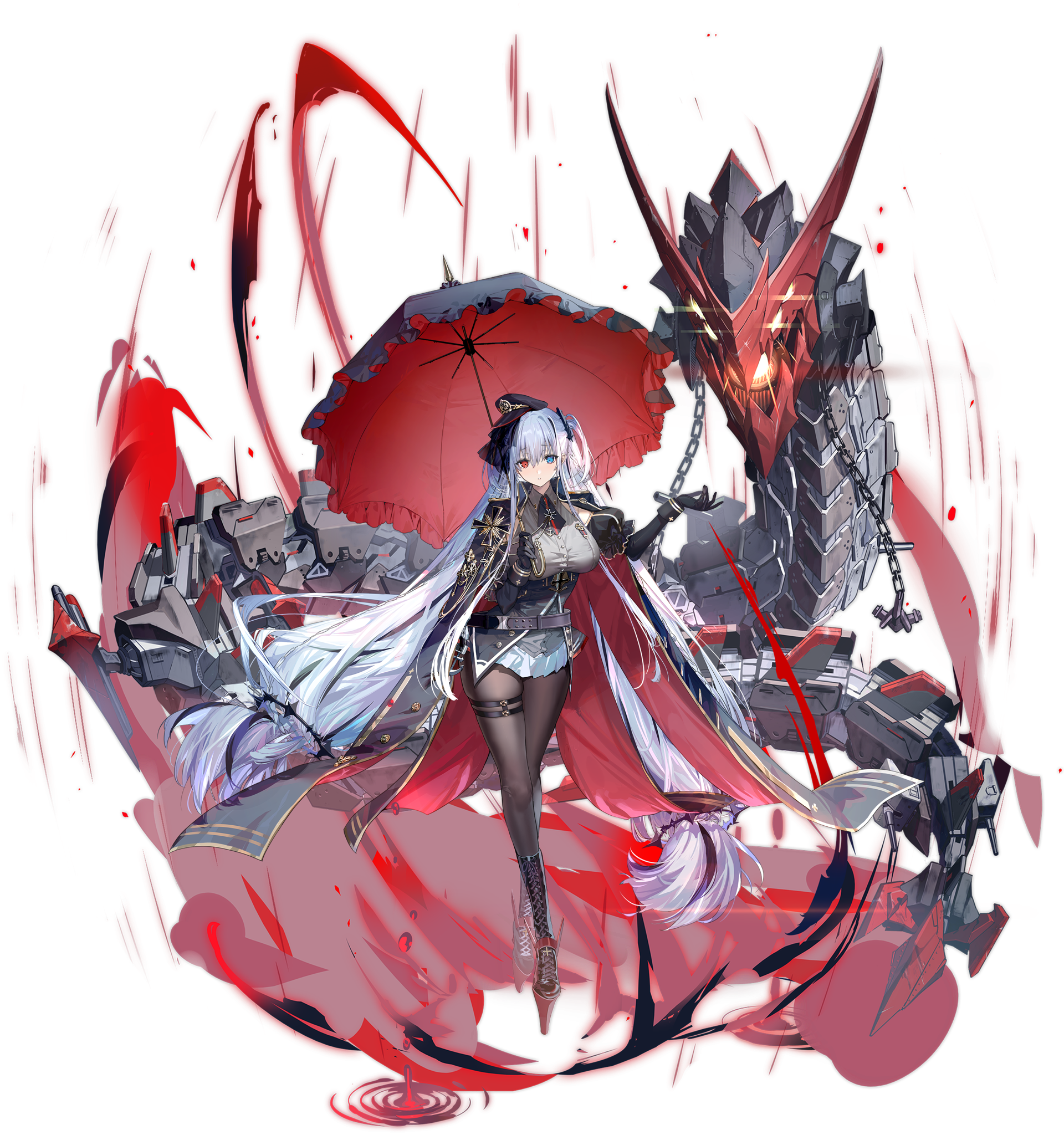 Elbing from Azur Lane with a mechanical dragon HD Wallpaper
