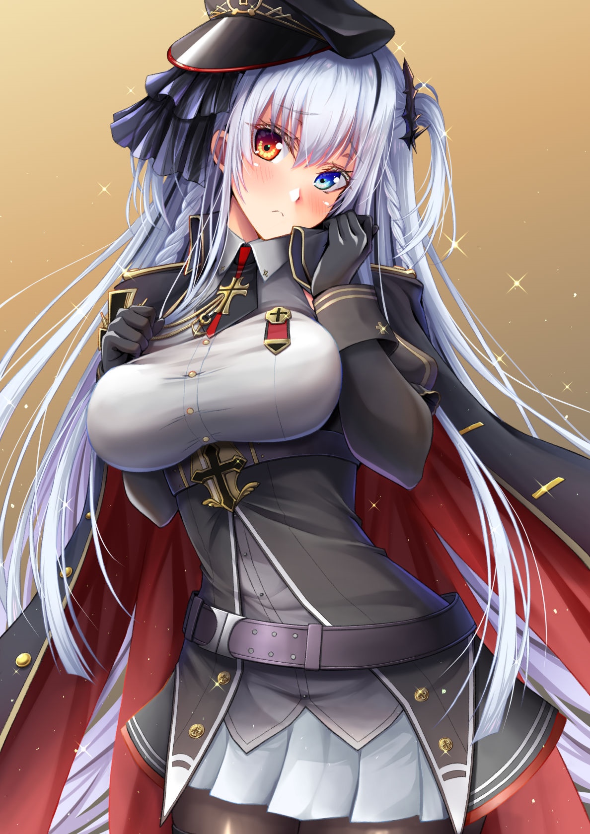 Elbing from Azur Lane wearing a military uniform HD Phone Wallpaper