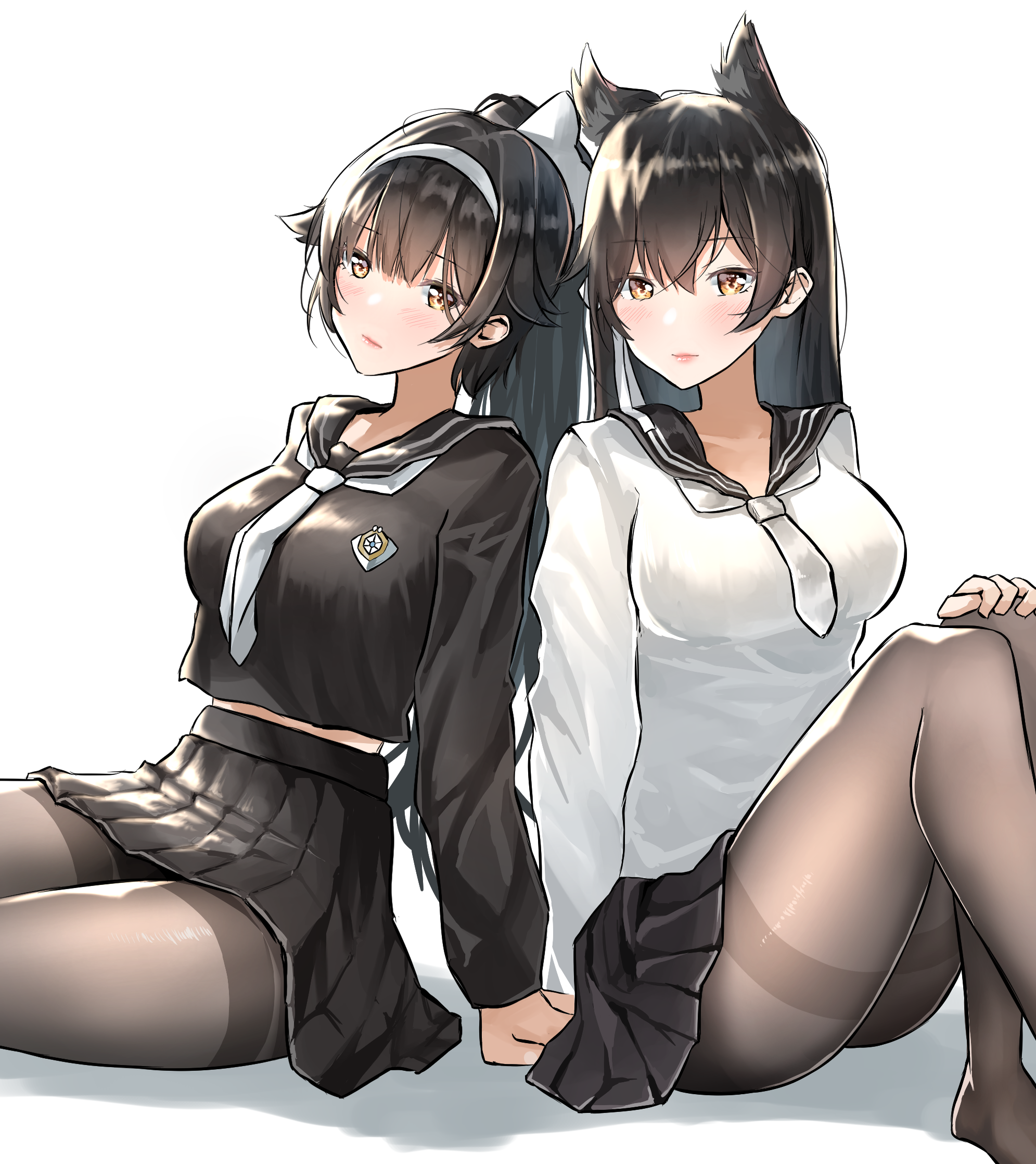 Takao and Atago from Azur Lane in school uniforms HD Phone Wallpaper