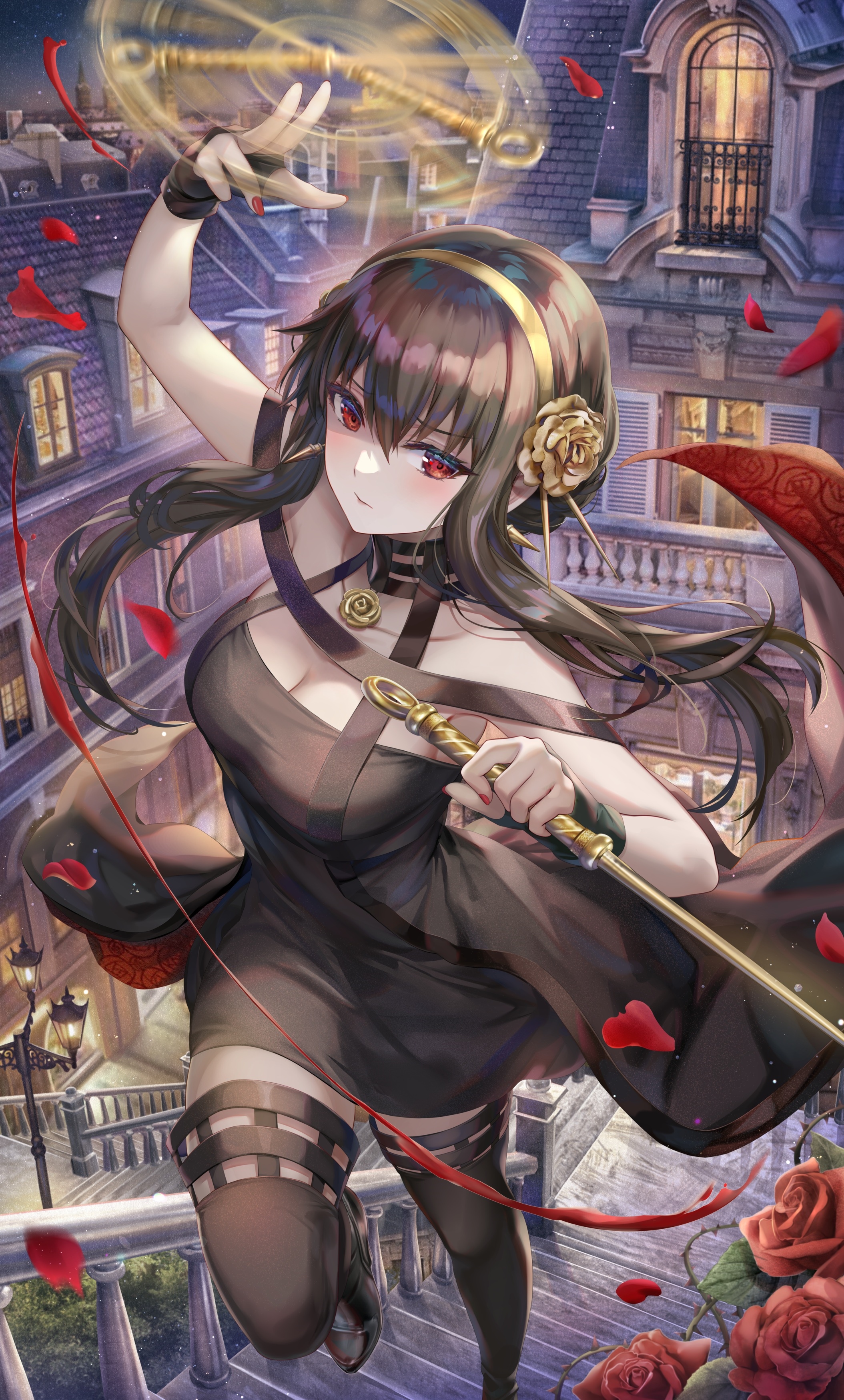 Yor Forger from Spy x Family with Roses HD Phone Wallpaper
