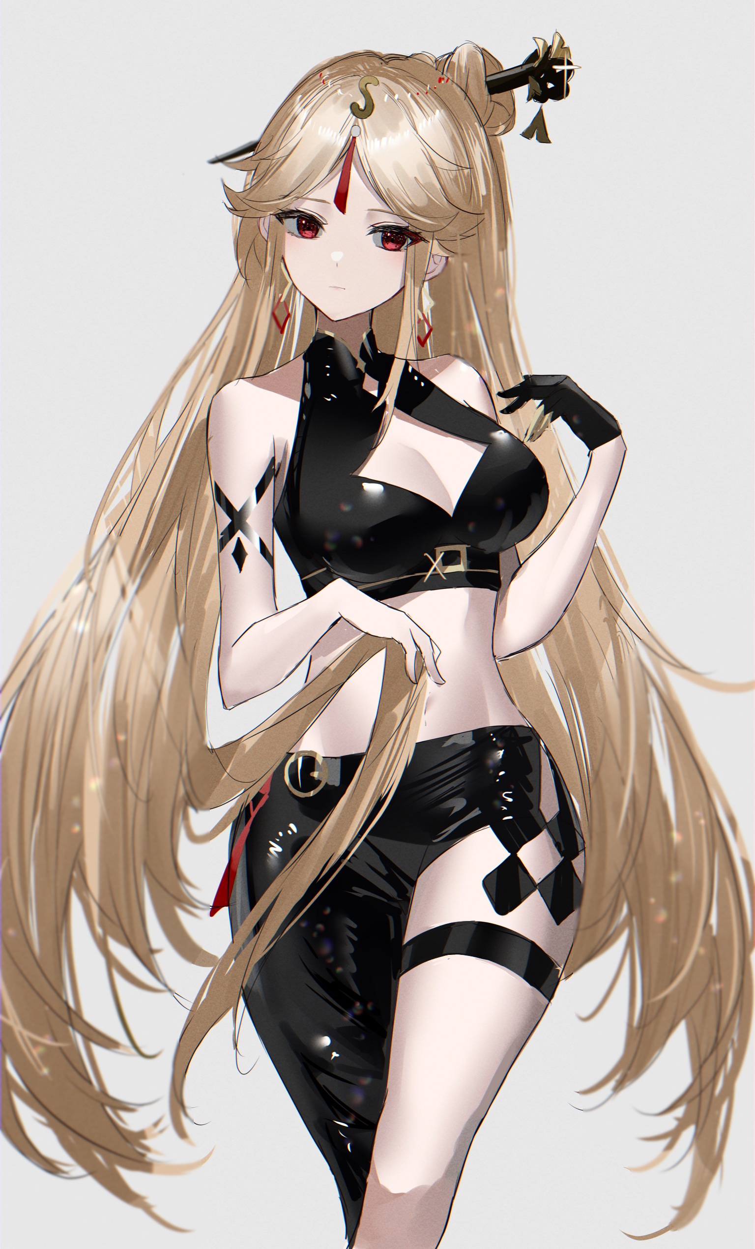 Ningguang from Genshin Impact in a black outfit HD Phone Wallpaper