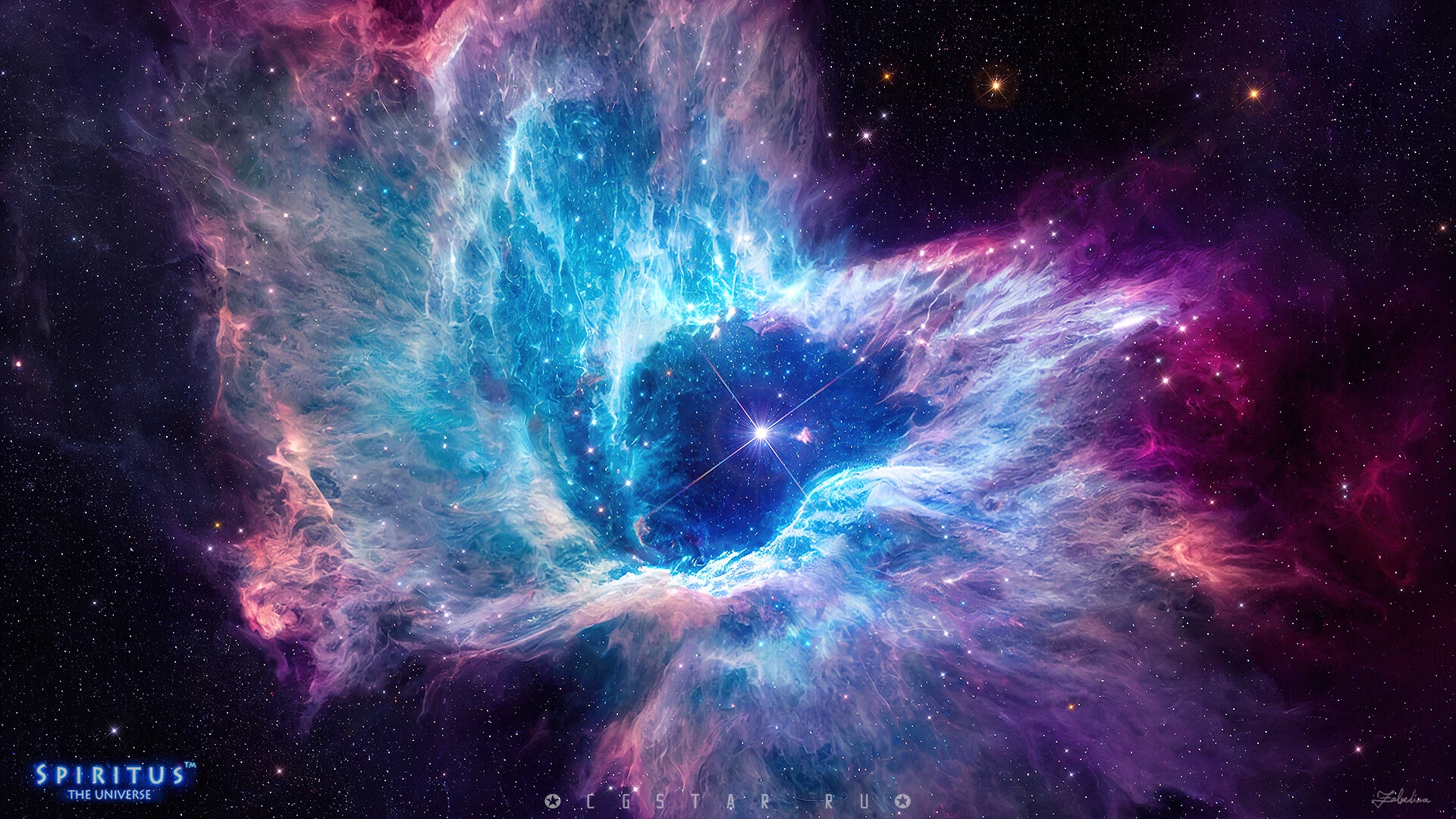 Vibrant nebula with stars in deep space HD Wallpaper