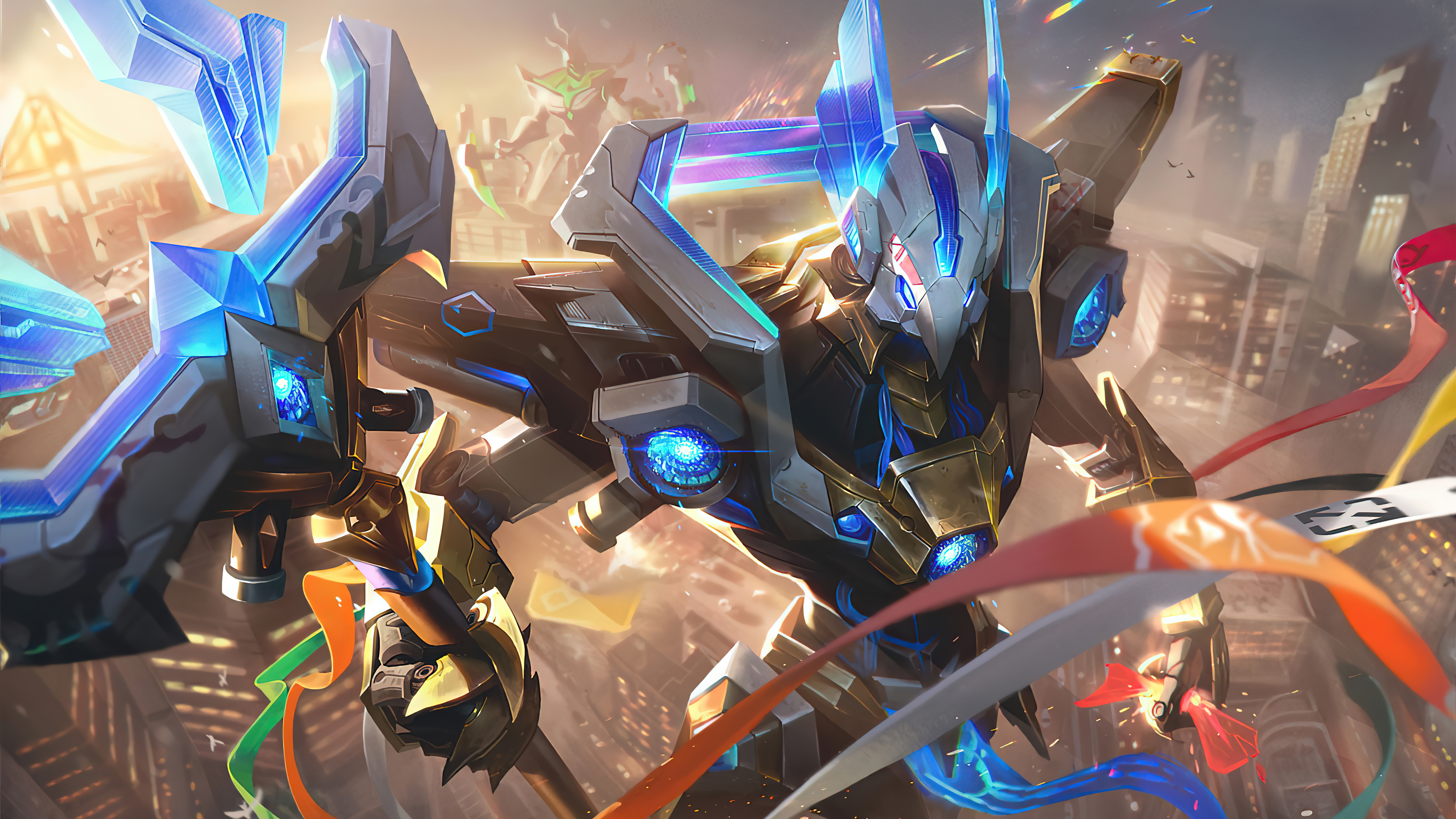 4K League of Legends Azir Robot in City HD Wallpaper