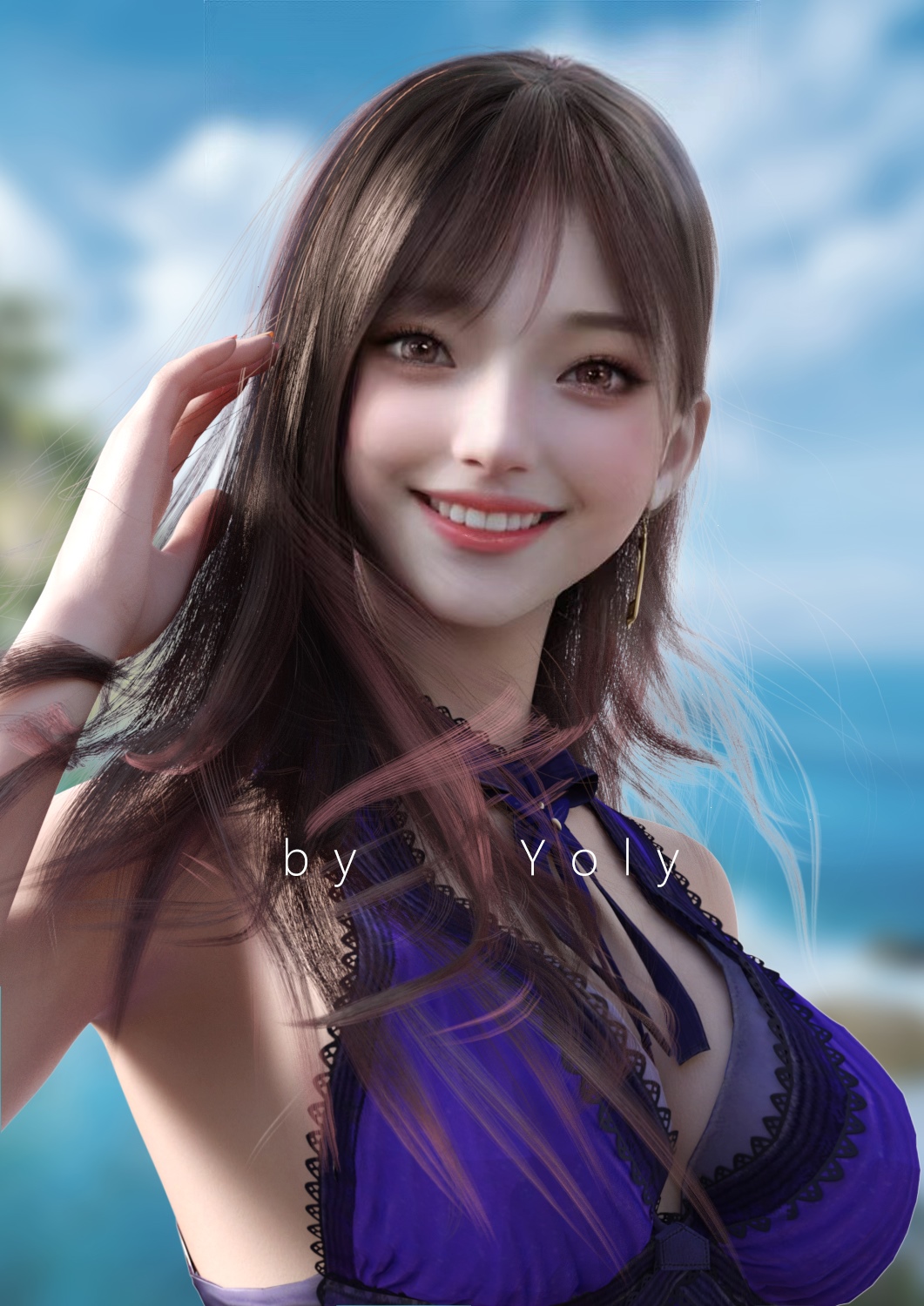 Woman named Yoly in a purple bikini HD Phone Wallpaper