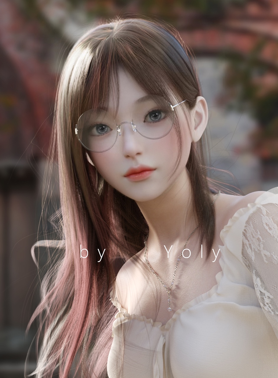 Asian girl with glasses and pink streaks in hair HD Phone Wallpaper