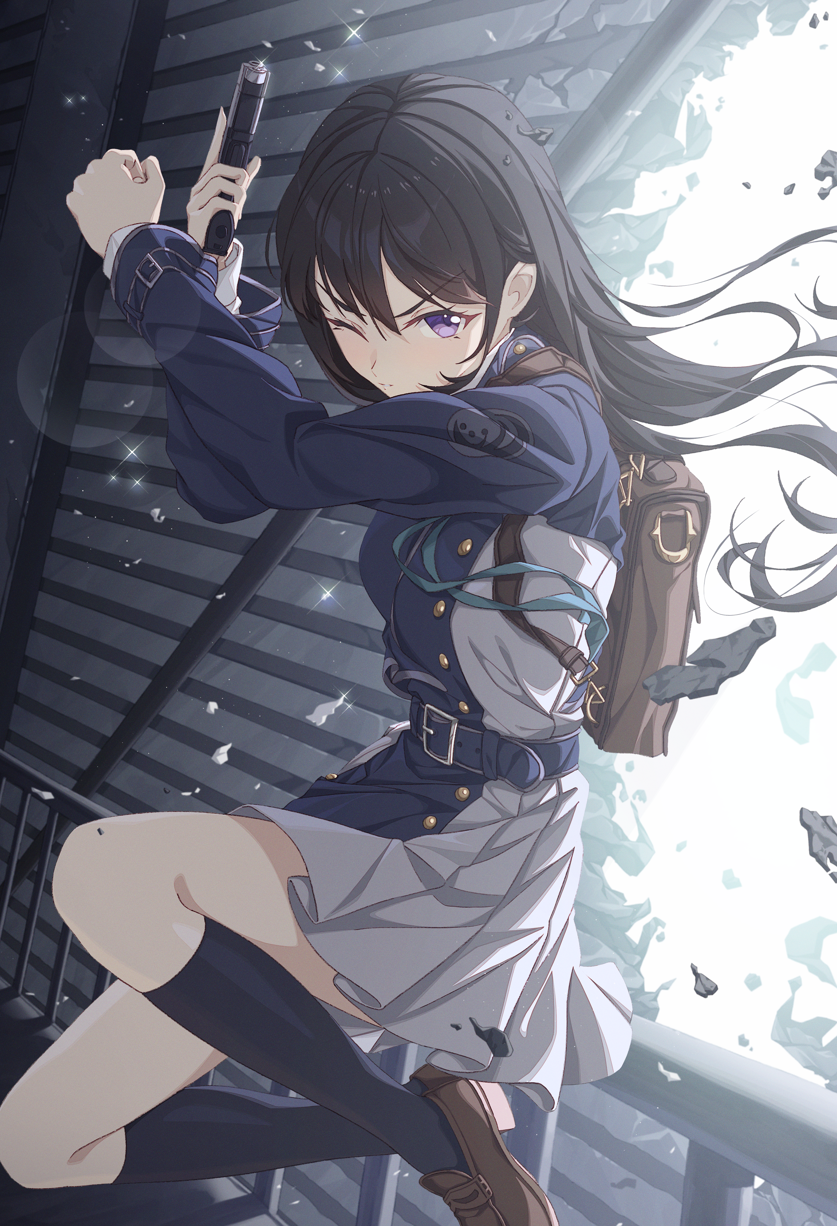 Inoue Takina from Lycoris Recoil with a gun HD Phone Wallpaper