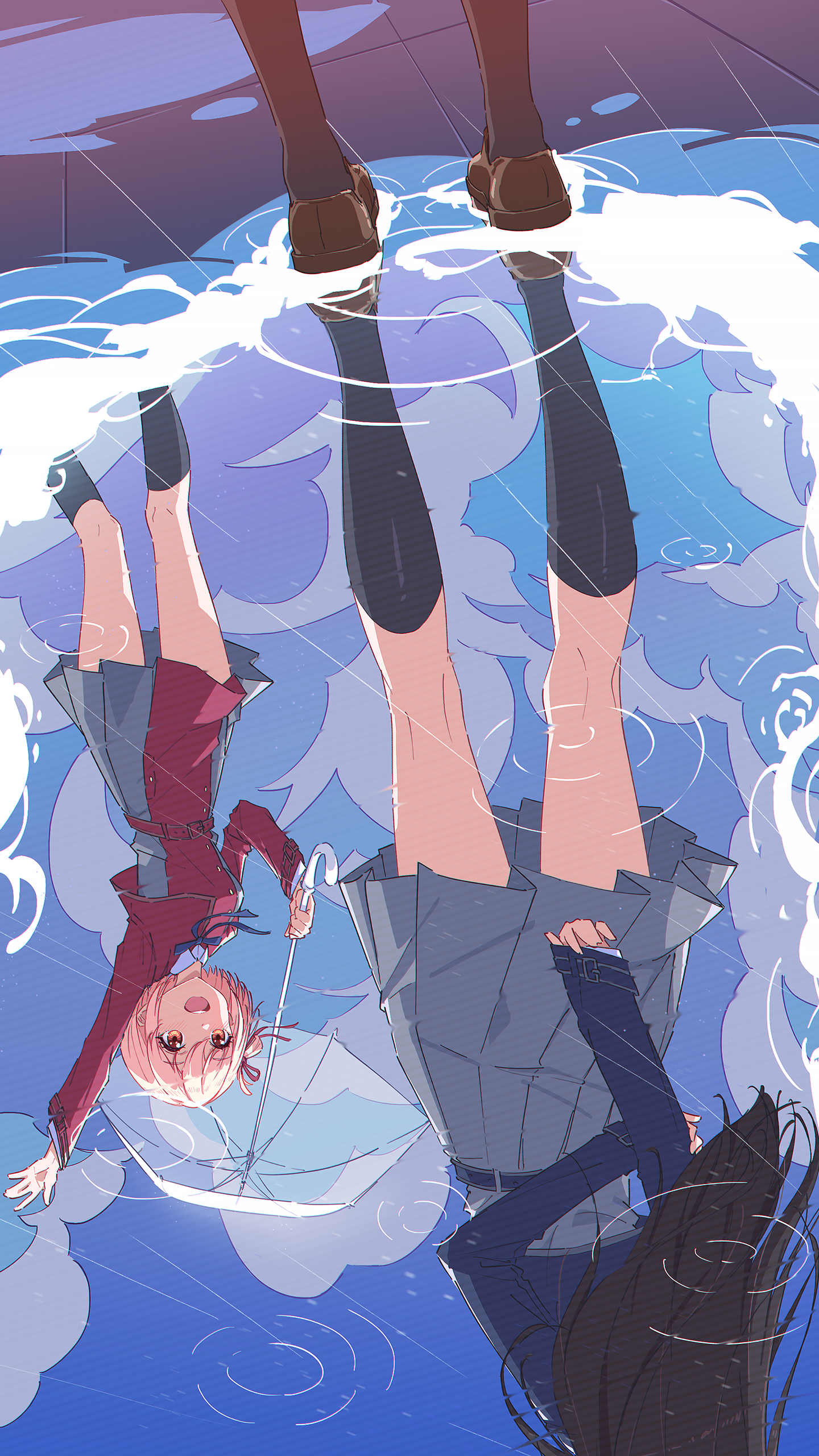 Lycoris Recoil fan art of Chisato and Takina in the rain HD Phone Wallpaper