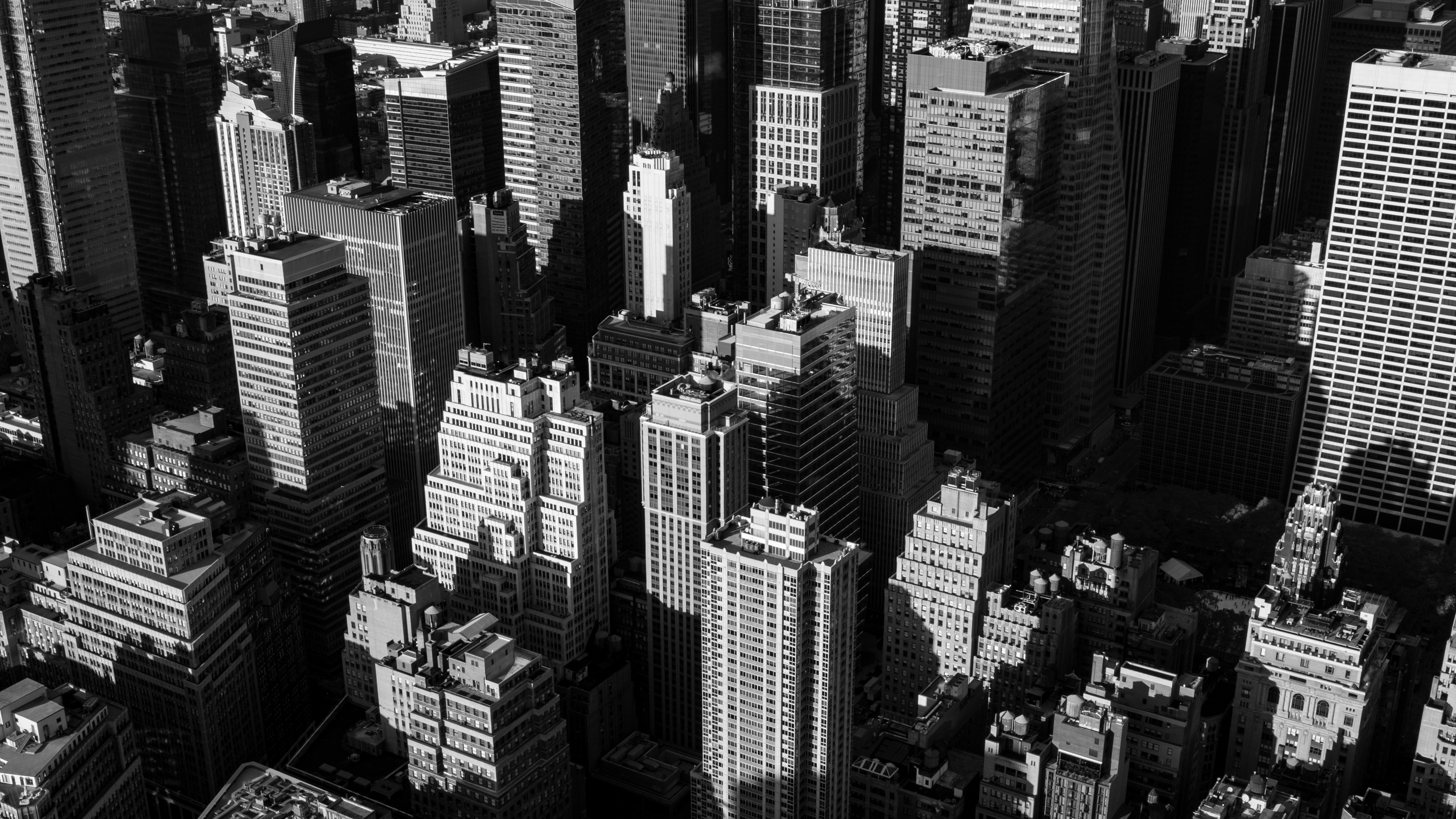 4K Monochrome Cityscape with Skyscrapers HD Wallpaper