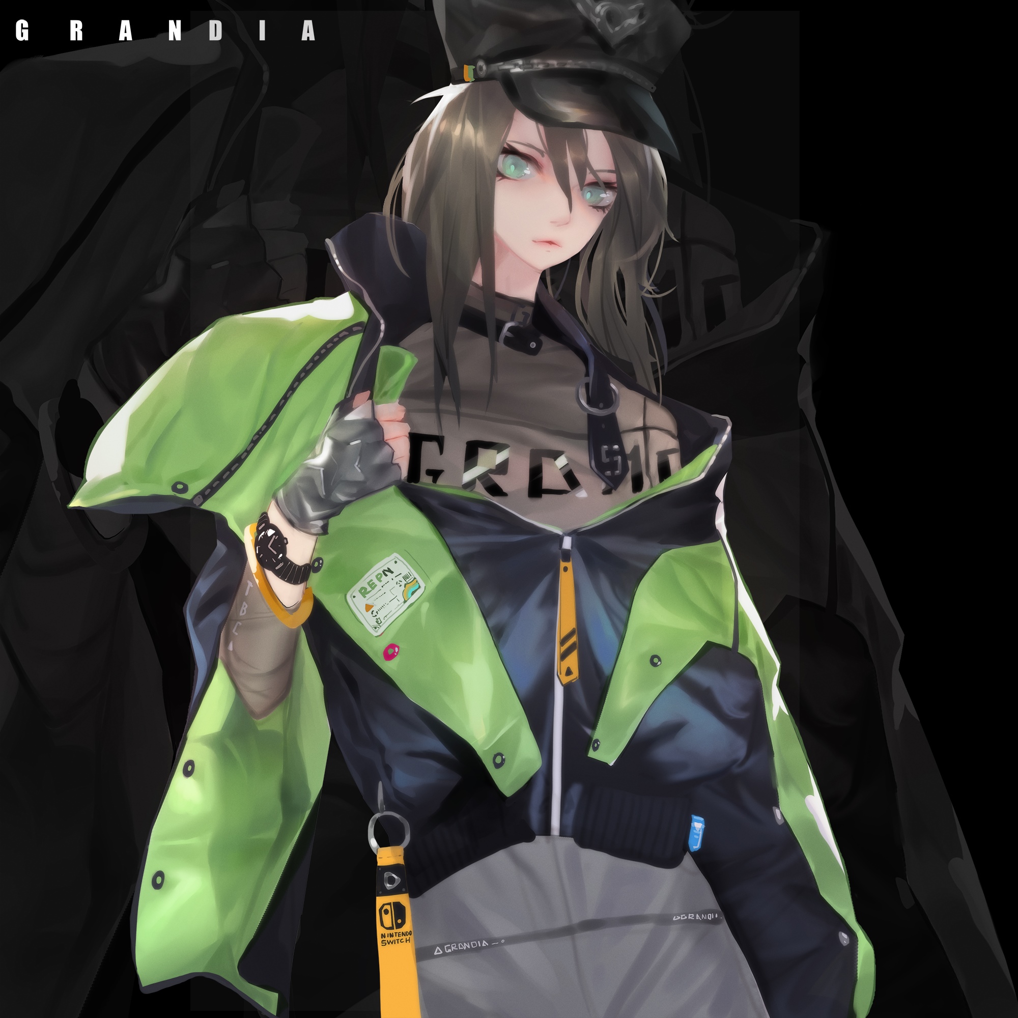 Anime girl with green eyes and hat, Grandia HD Wallpaper