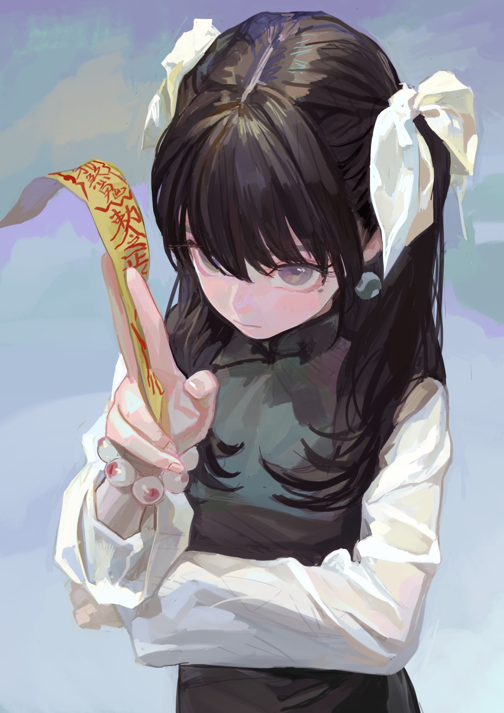 Girl with dark hair holding a scroll HD Phone Wallpaper