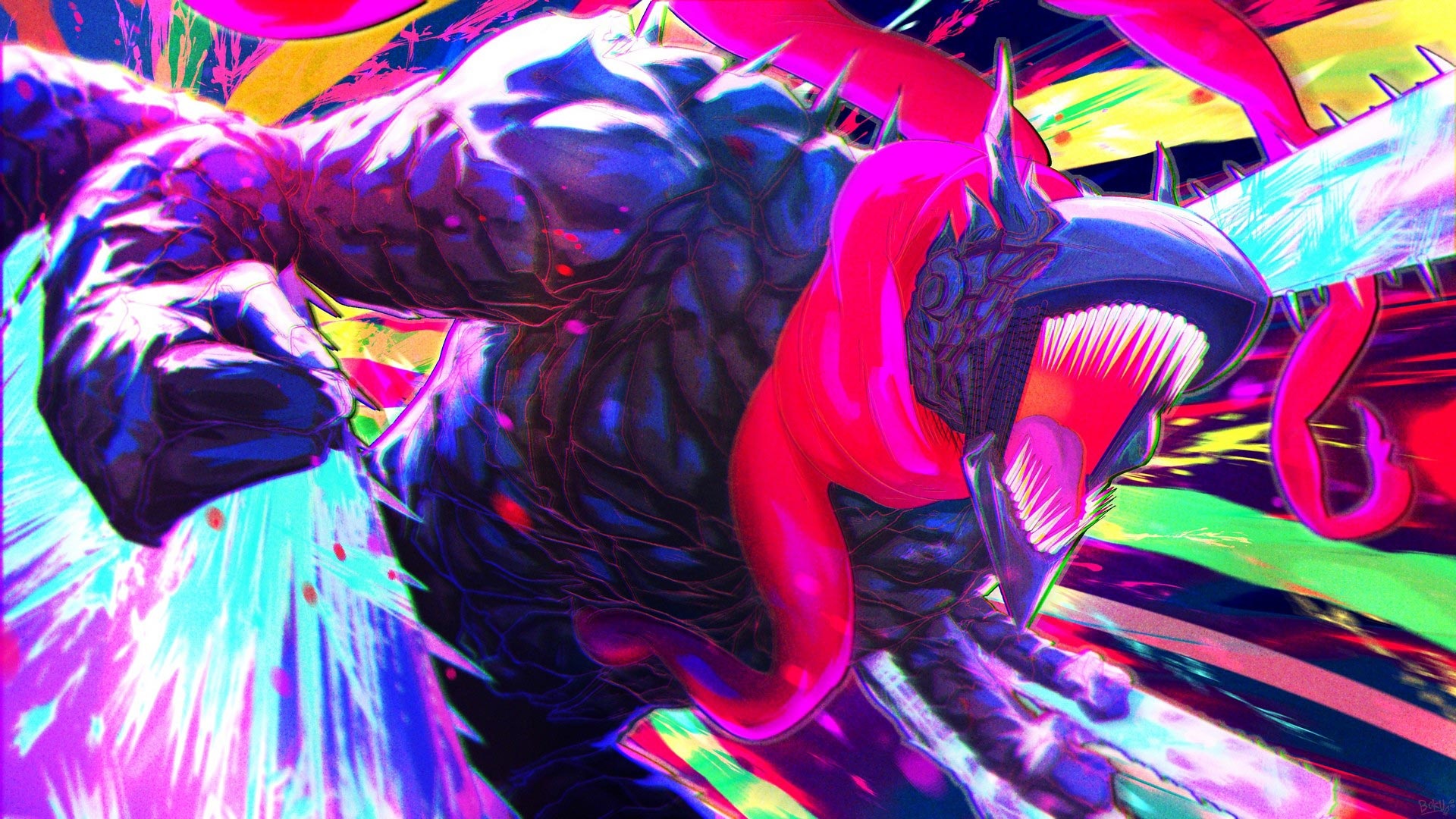 Chainsaw Man Pochita with Chainsaw Arm HD Wallpaper