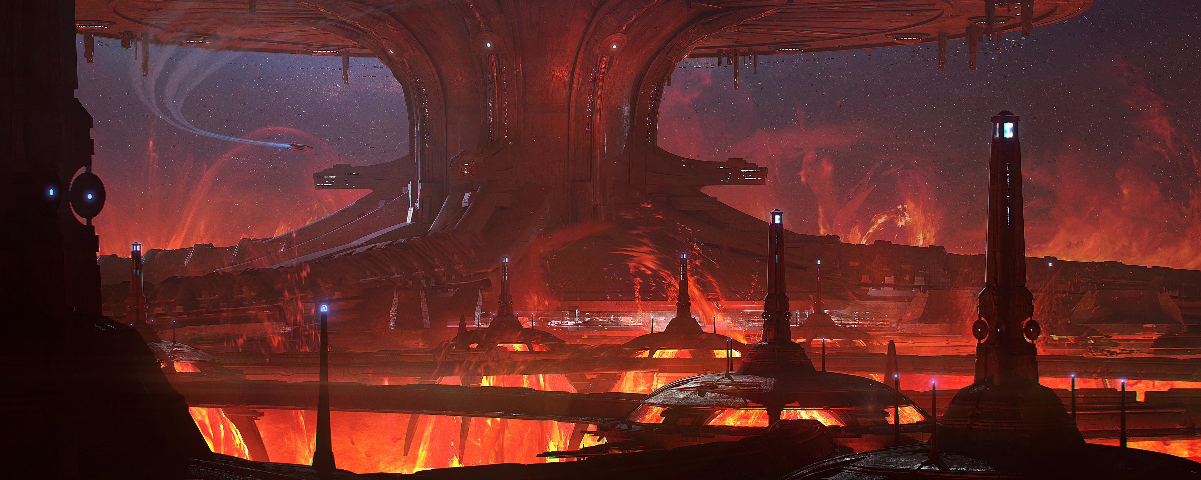 4K Futuristic Science Fiction Cityscape by Philipp Grote HD Wallpaper
