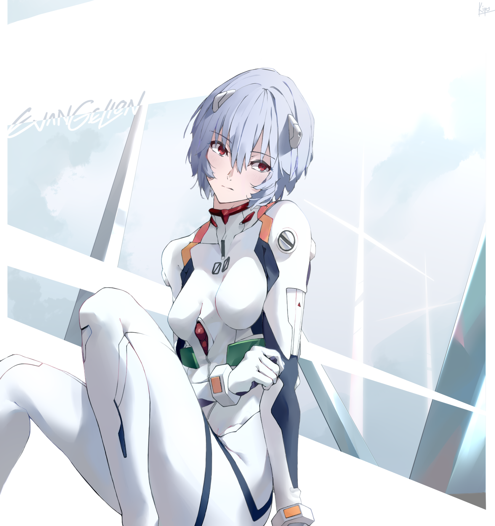 Rei Ayanami in Evangelion Plugsuit HD Wallpaper