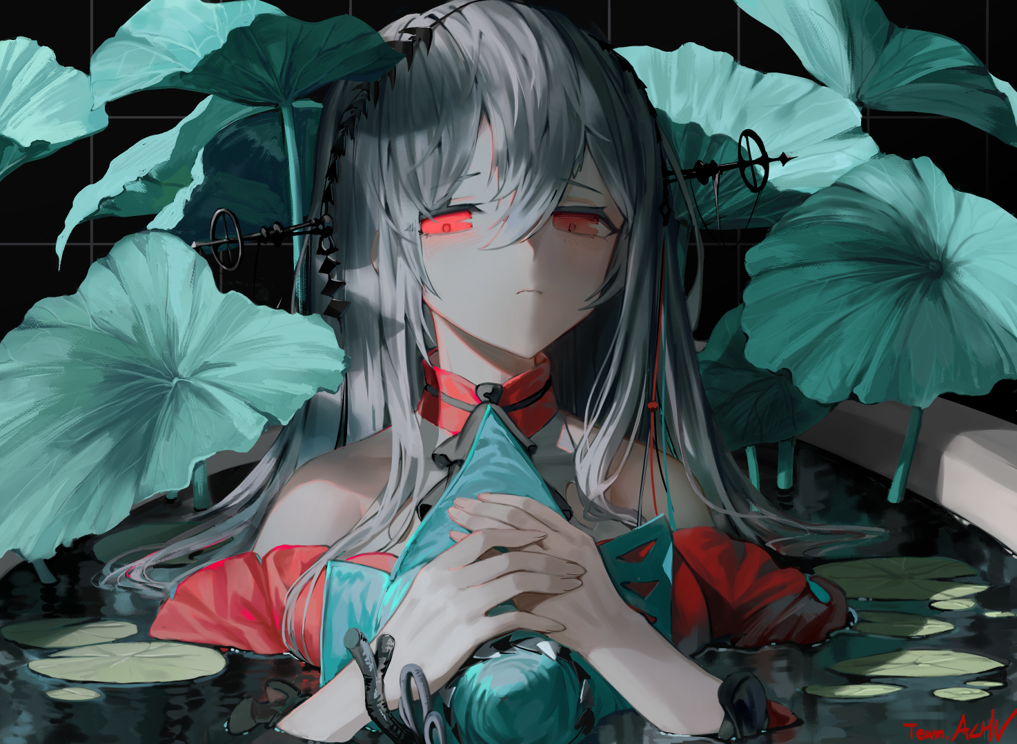 Skadi surrounded by water lilies HD Wallpaper