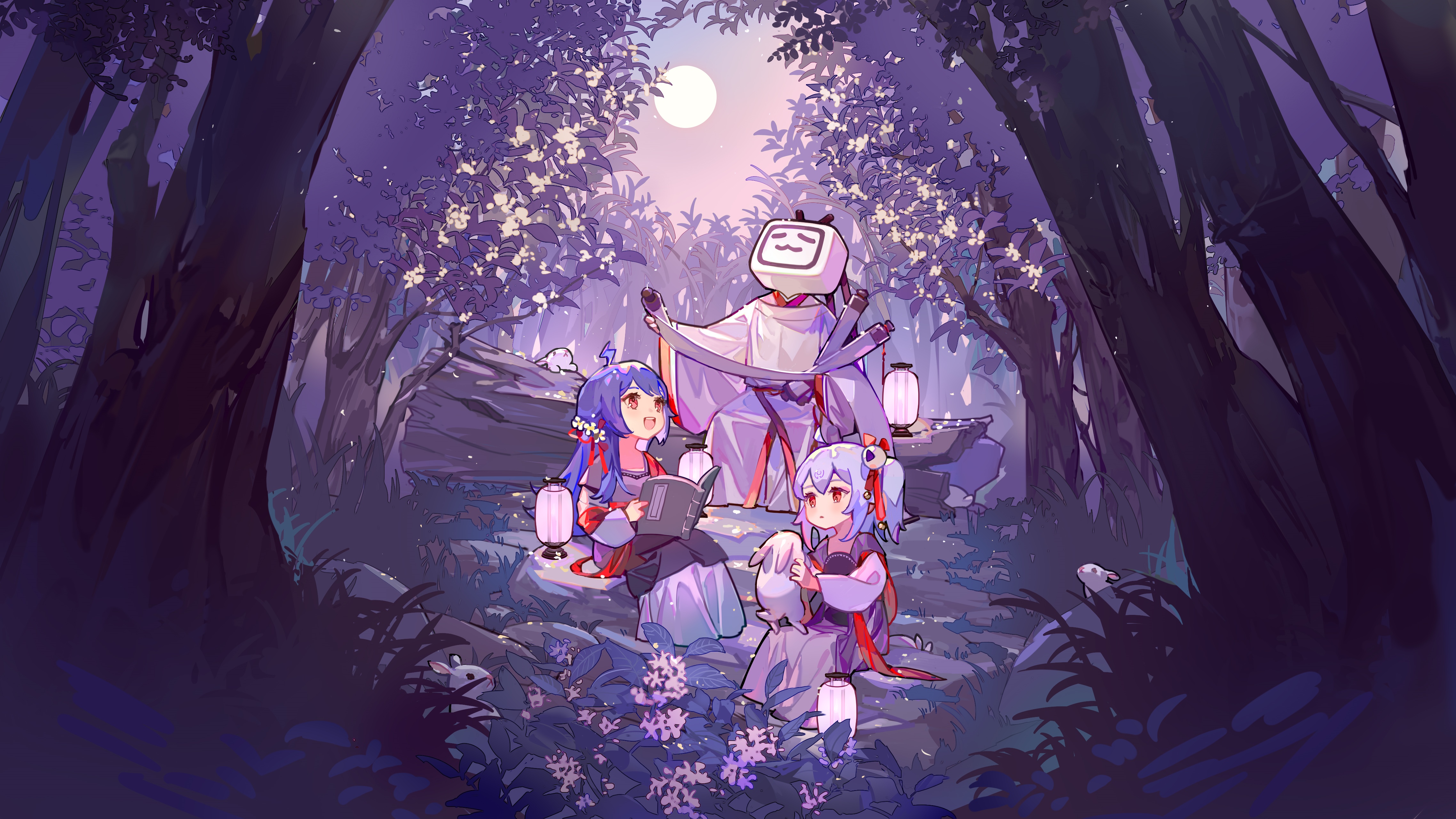 4K Mid-Autumn Festival in a Forest HD Wallpaper