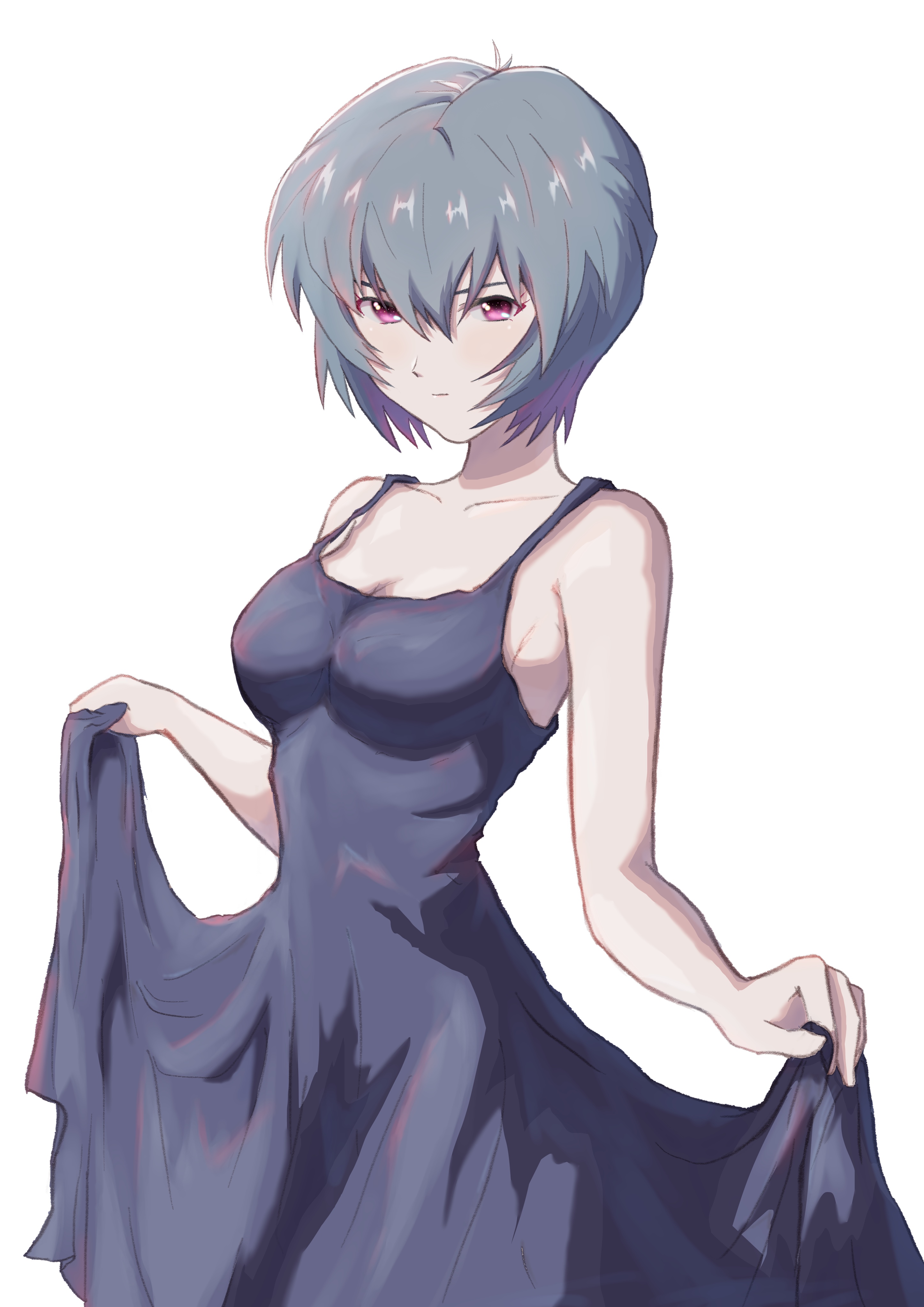 Ayanami Rei in a blue dress HD Phone Wallpaper
