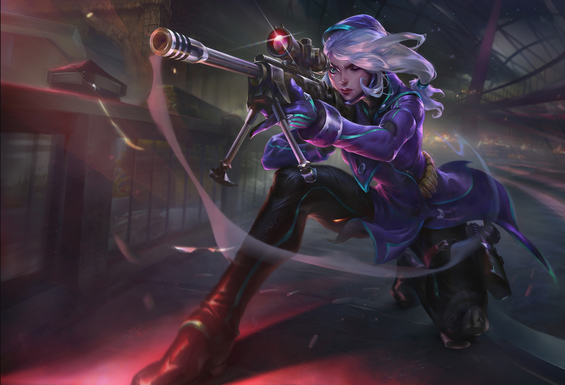 Woman with a sniper rifle aiming HD Wallpaper