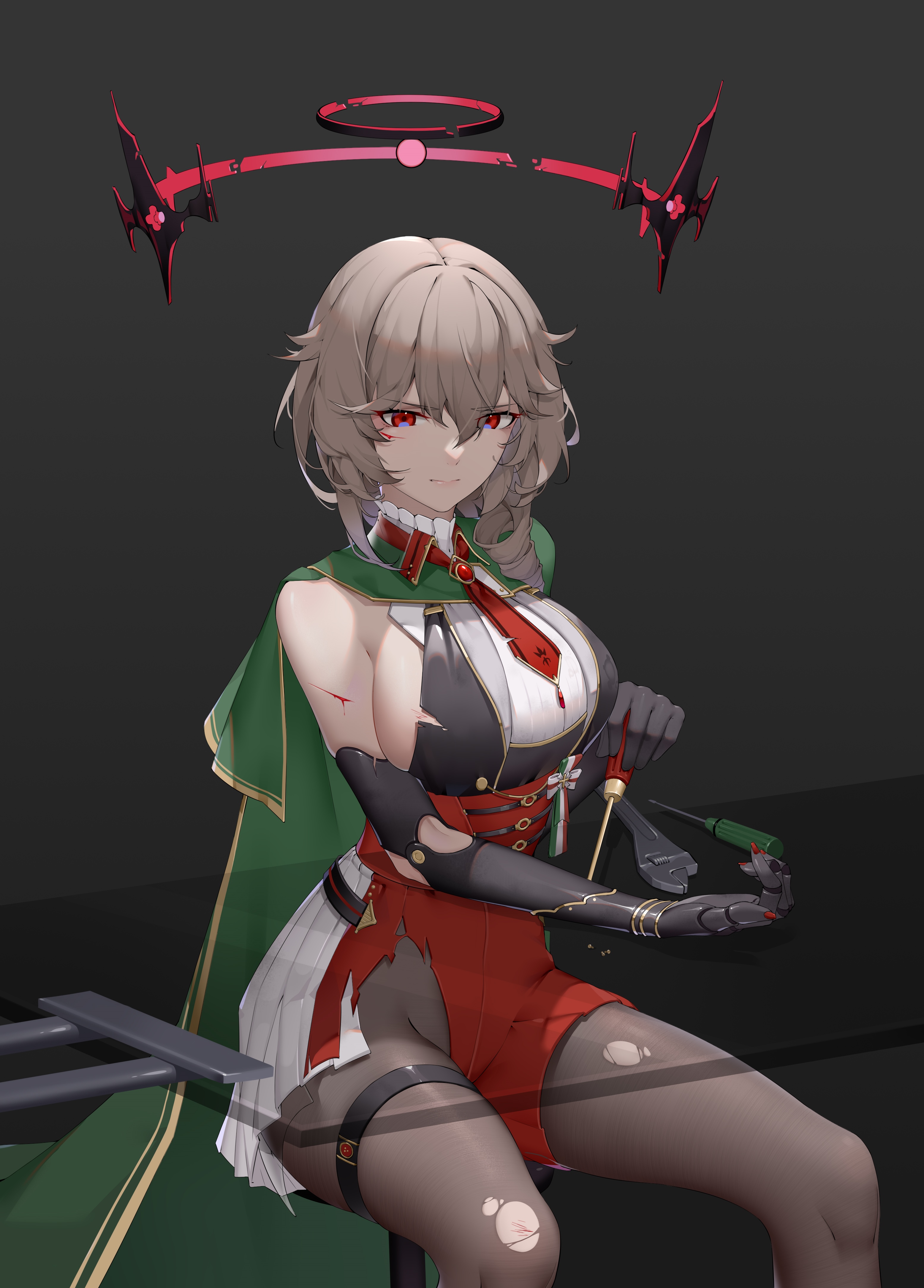 Azur Lane character with red eyes and torn clothes HD Phone Wallpaper
