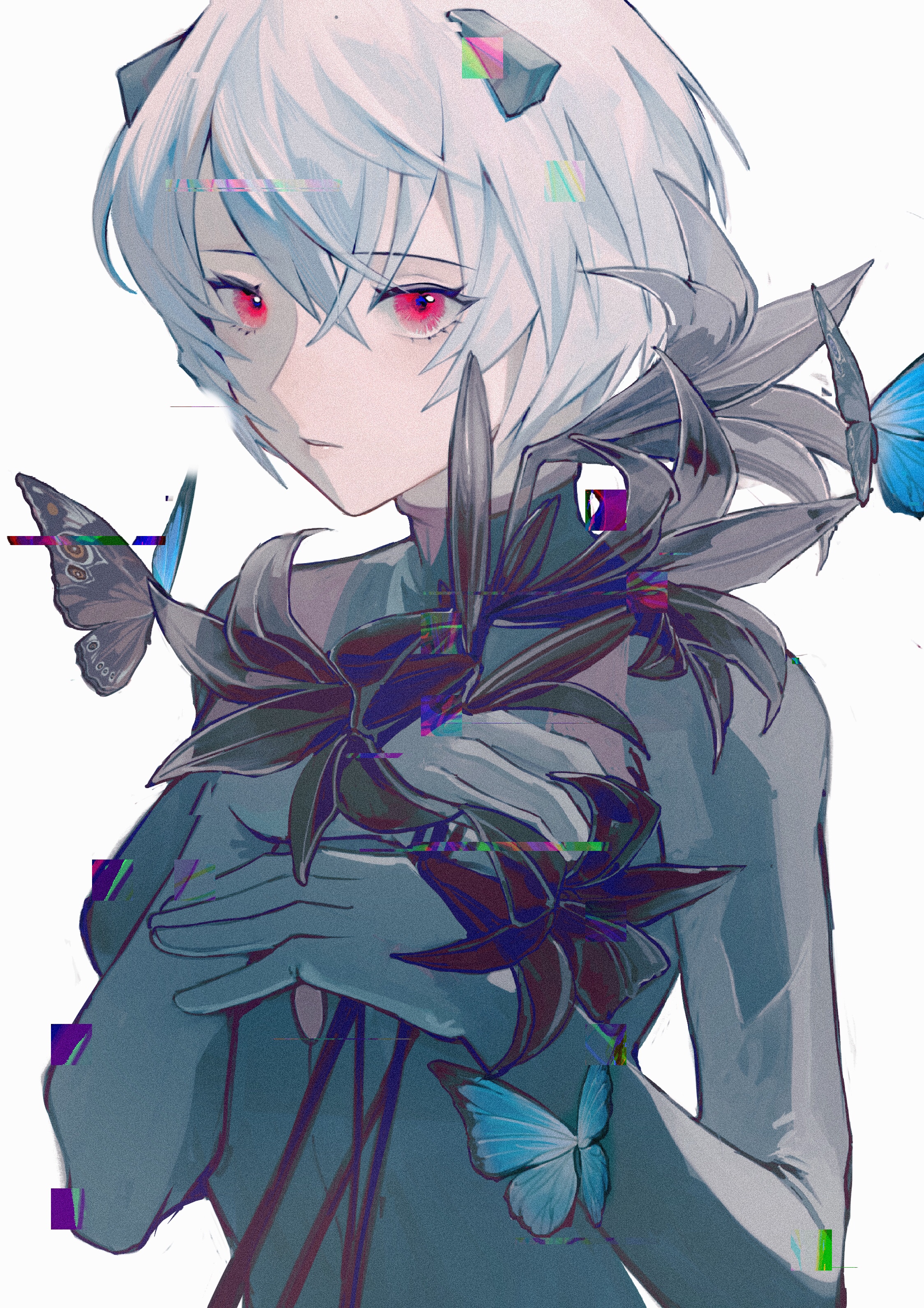 Rei Ayanami with Butterflies HD Phone Wallpaper